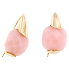 Pendientes de moda de oro rosa de 9 quilates con piedras rosas