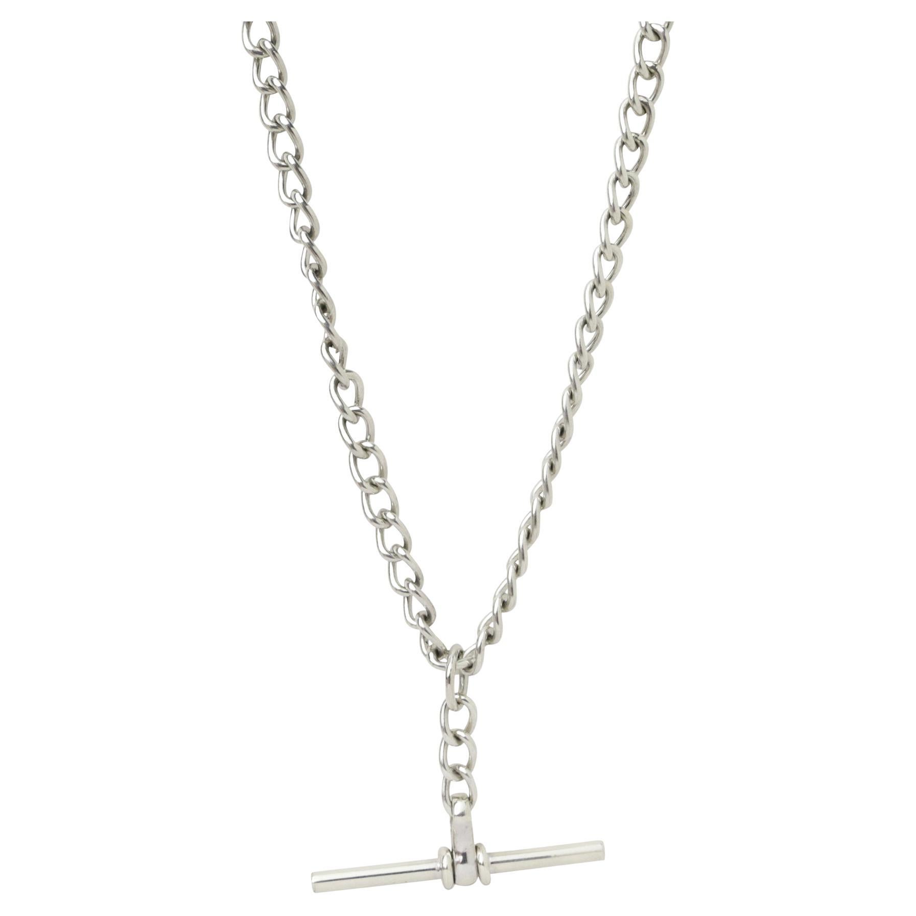 Antique Victorian Albert Chain Necklace with T Bar Coin Fob circa 1880