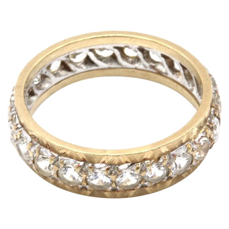 9 Kt Yellow and White Gold Diamond Eternity Ring For Sale