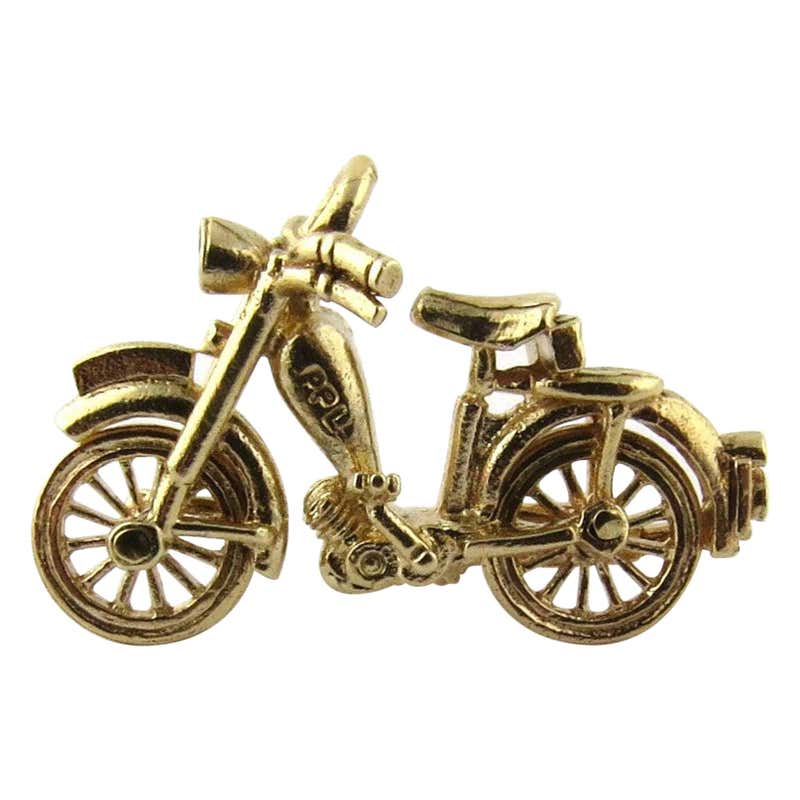 14 Karat Gold 3D Big Wheel Bicycle with Diamond Spinning Wheels Pin ...
