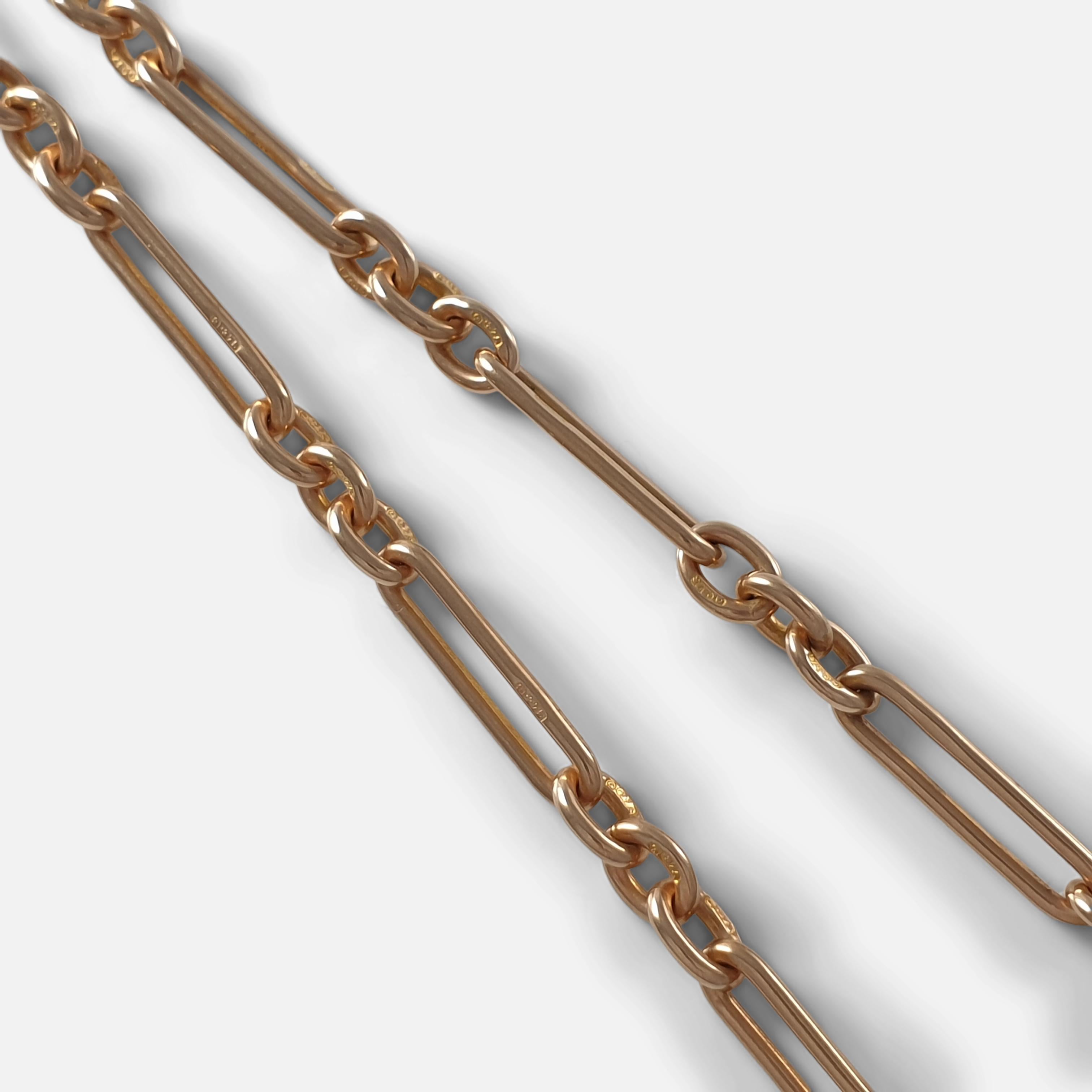 Art Deco 9 Karat Gold Albert Watch Chain, 1925
