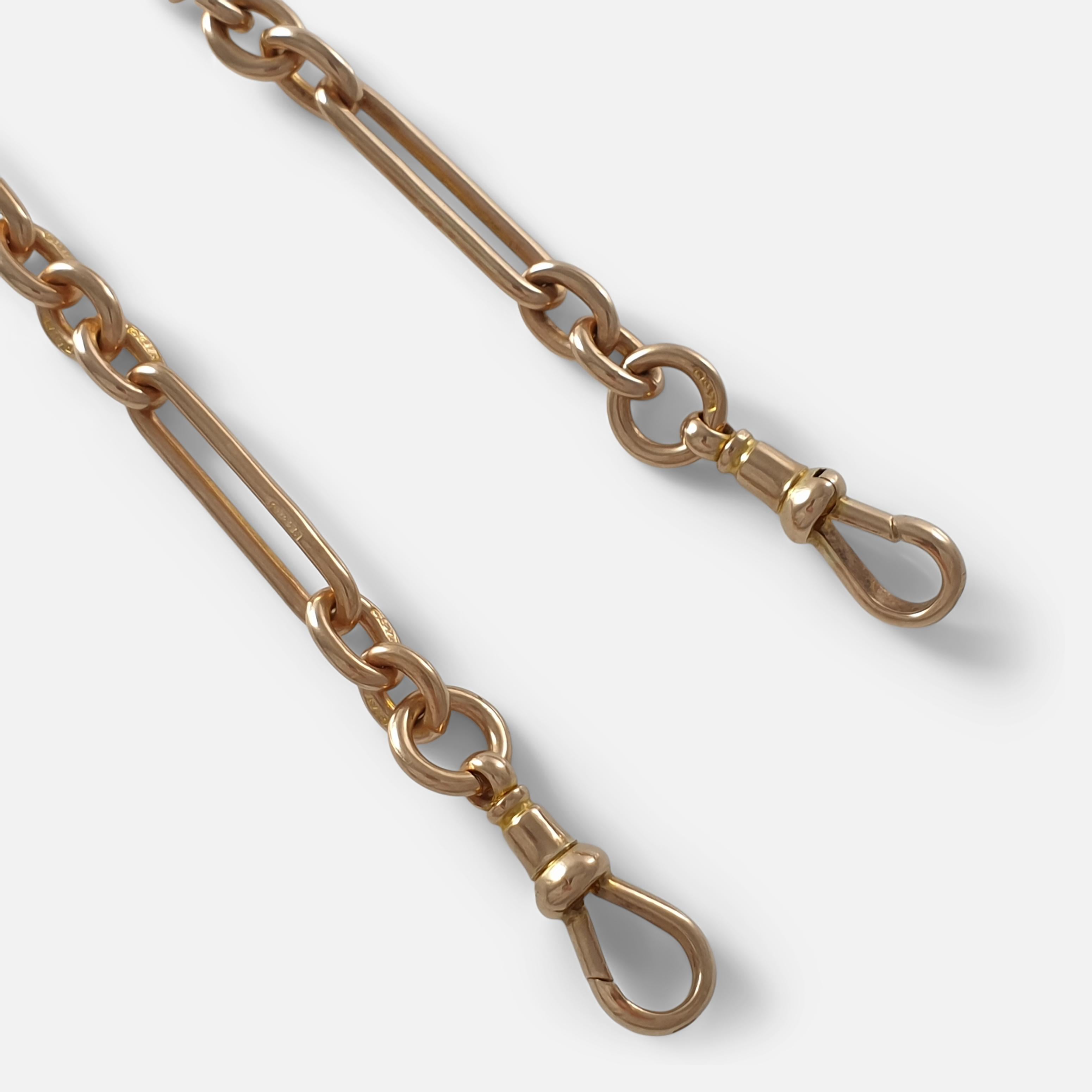 9 Karat Gold Albert Watch Chain, 1925 In Good Condition In Glasgow, GB