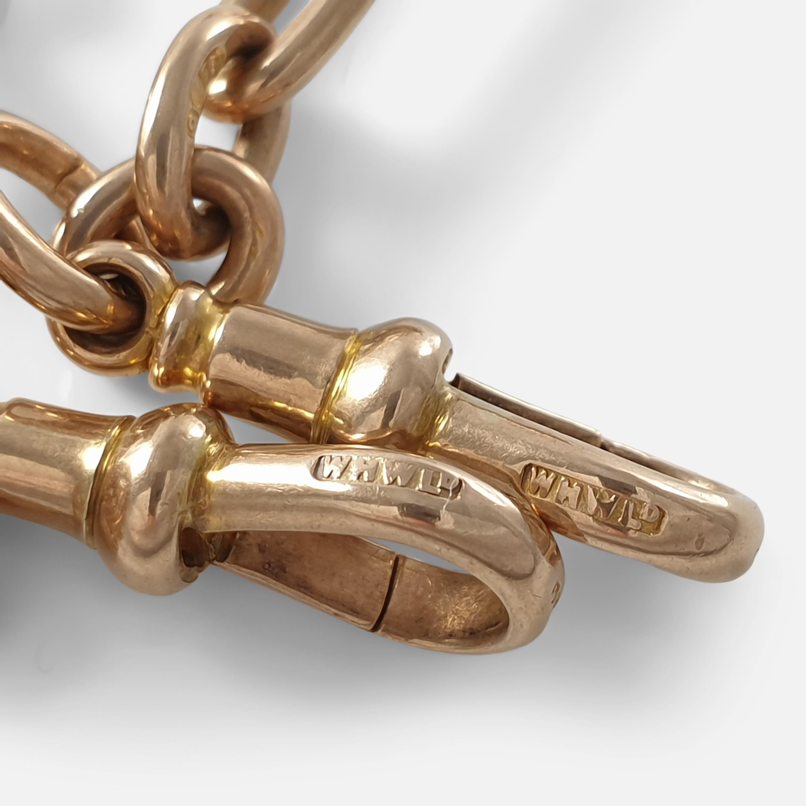 Women's or Men's 9 Karat Gold Albert Watch Chain, 1925