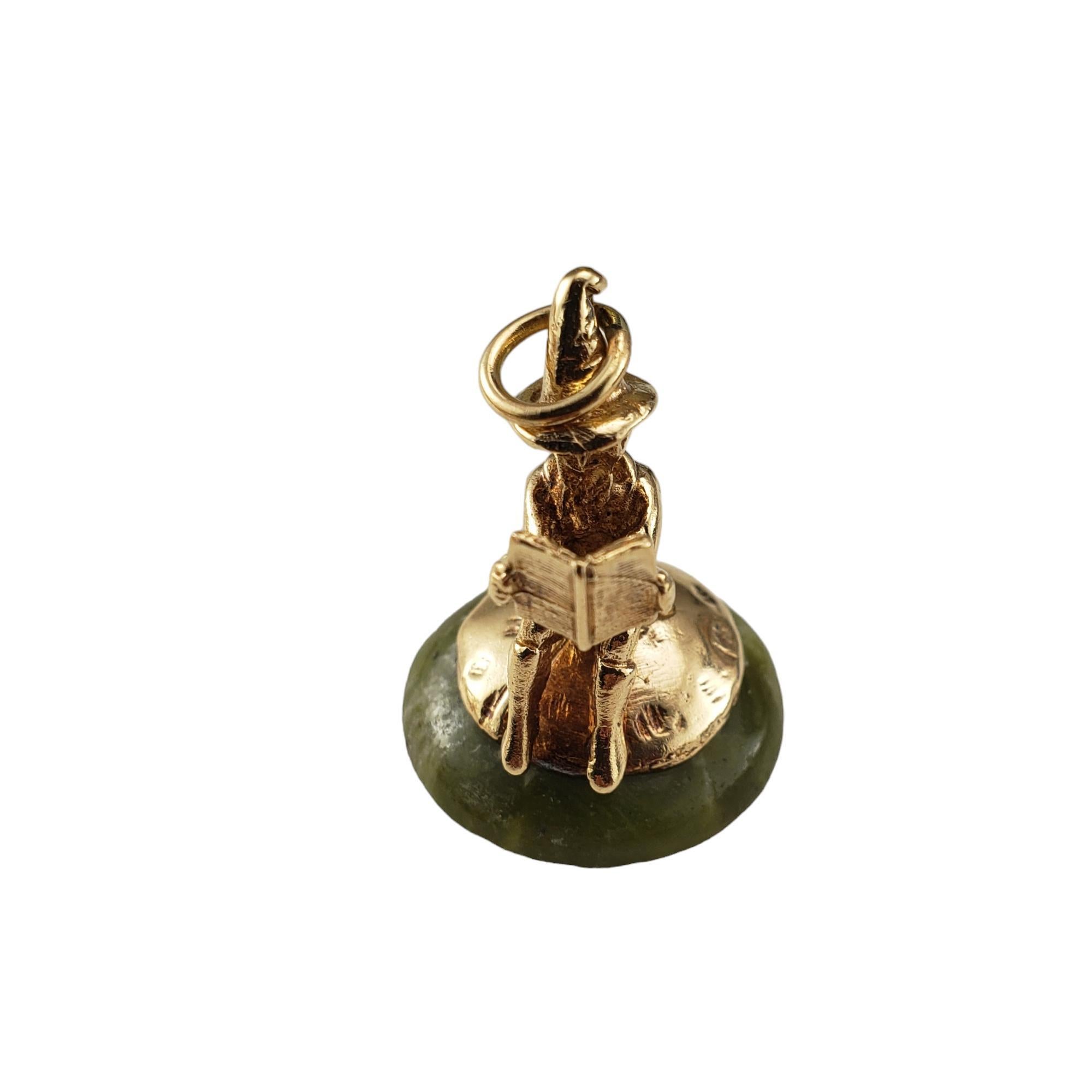 Women's 9 Karat Yellow Gold and Connemara Marble Leprechaun Pendant #18146 For Sale