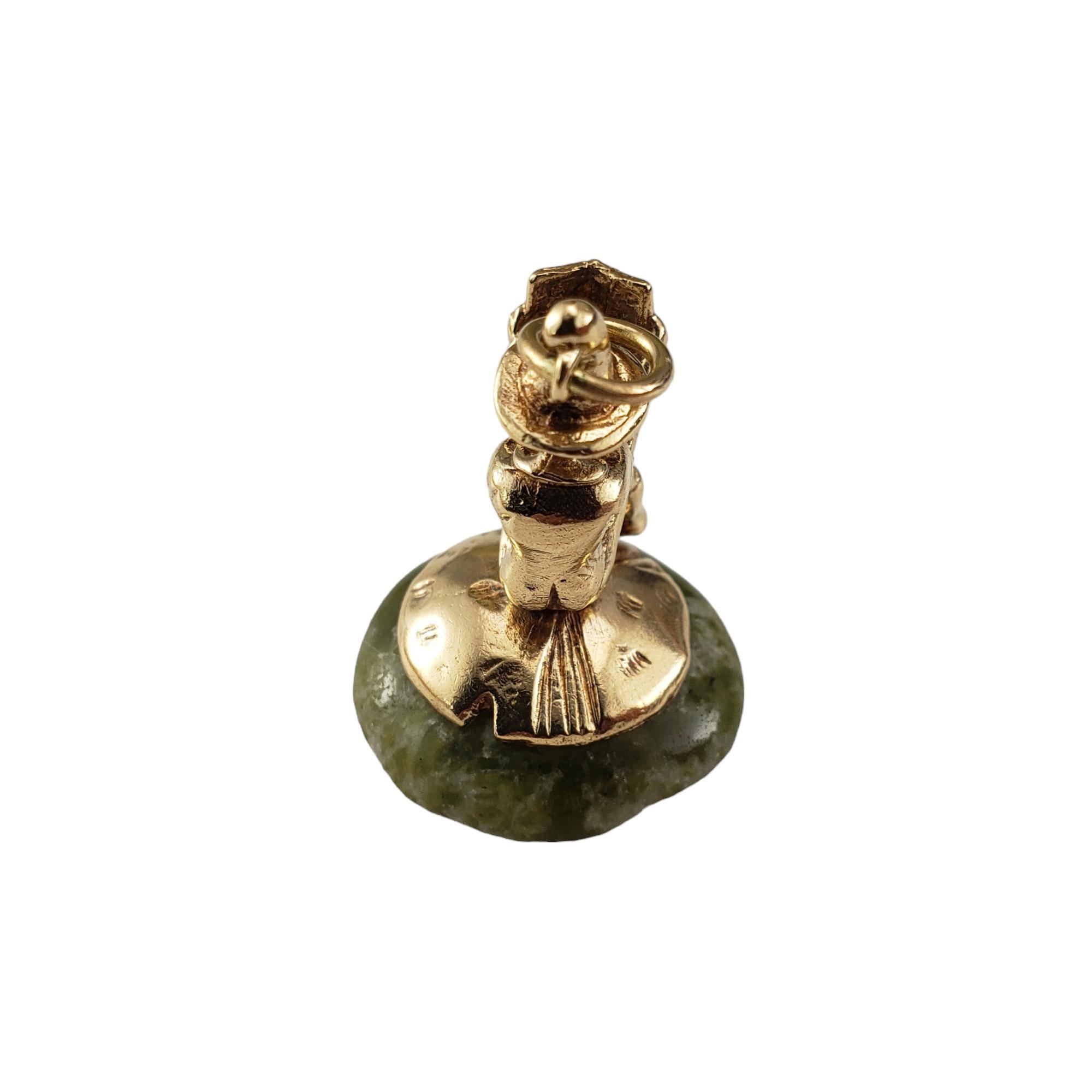 9 Karat Yellow Gold and Connemara Marble Leprechaun Pendant #18146 For Sale 3