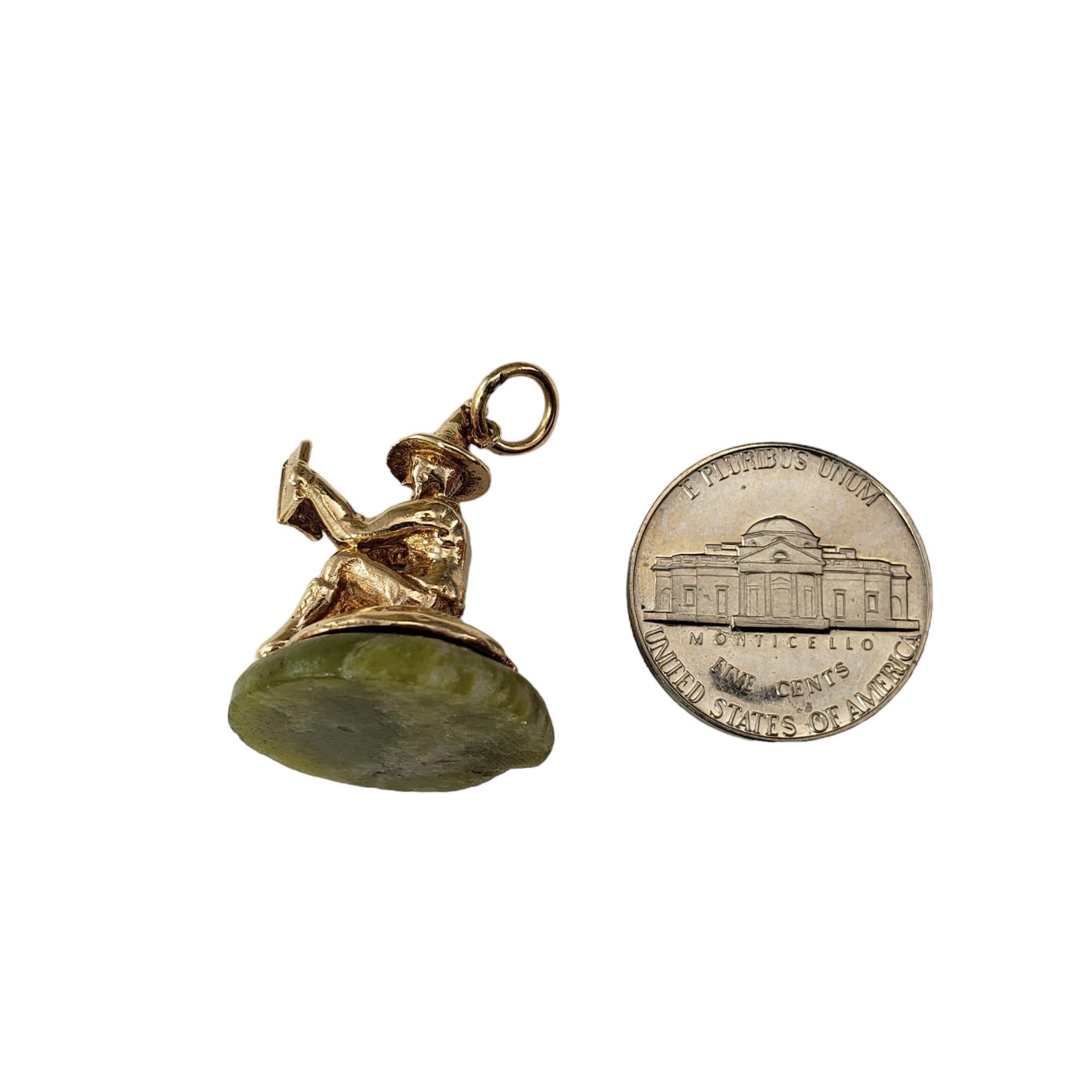 9 Karat Yellow Gold and Connemara Marble Leprechaun Pendant #18146 For Sale 4
