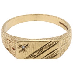 9 Karat Yellow Gold and Diamond Gentleman's Signet Ring