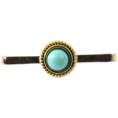 9 Karat Yellow Gold and Turquoise Pin or Pendant