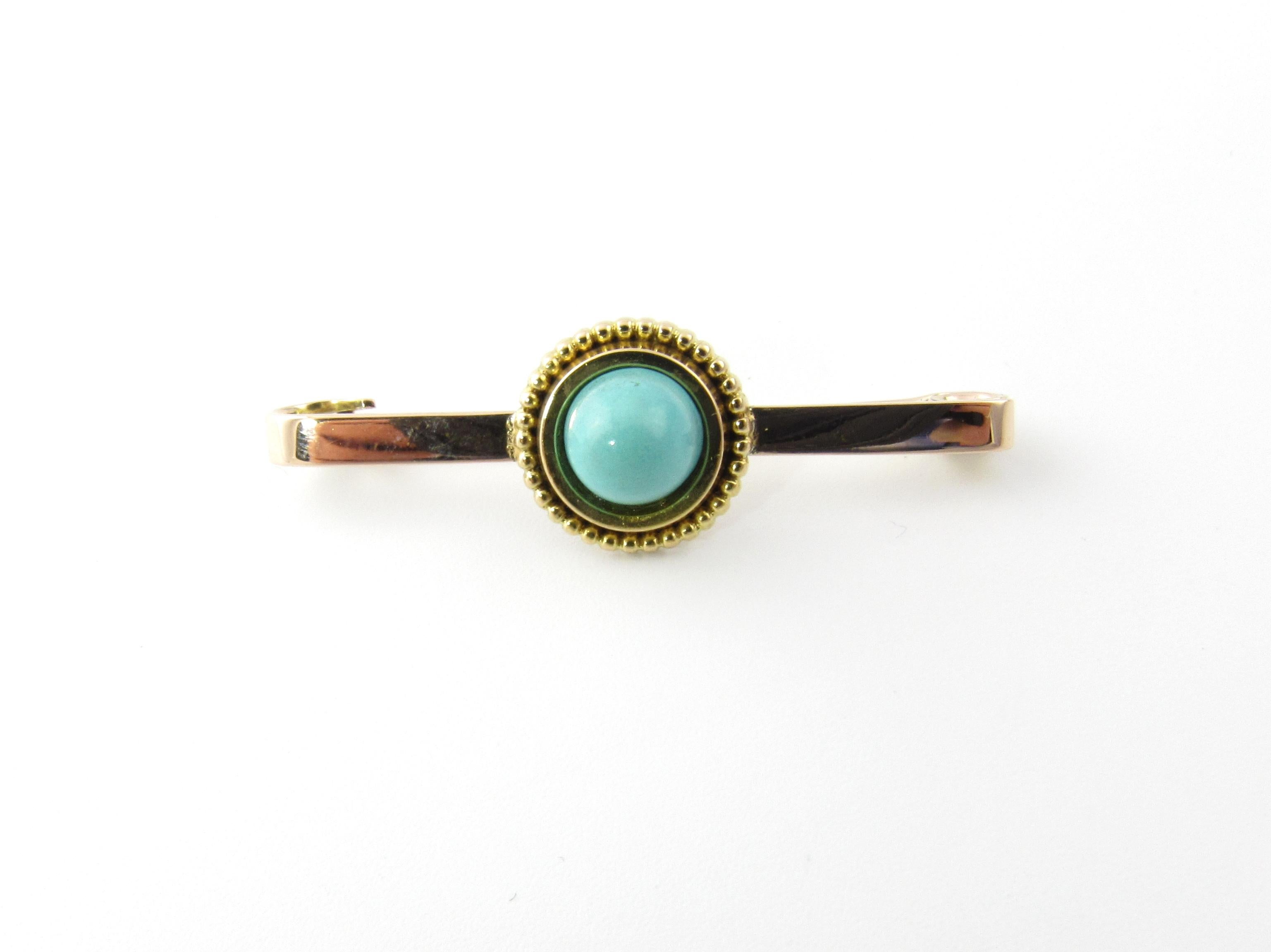 9 Karat Yellow Gold and Turquoise Pin or Pendant In Good Condition In Washington Depot, CT