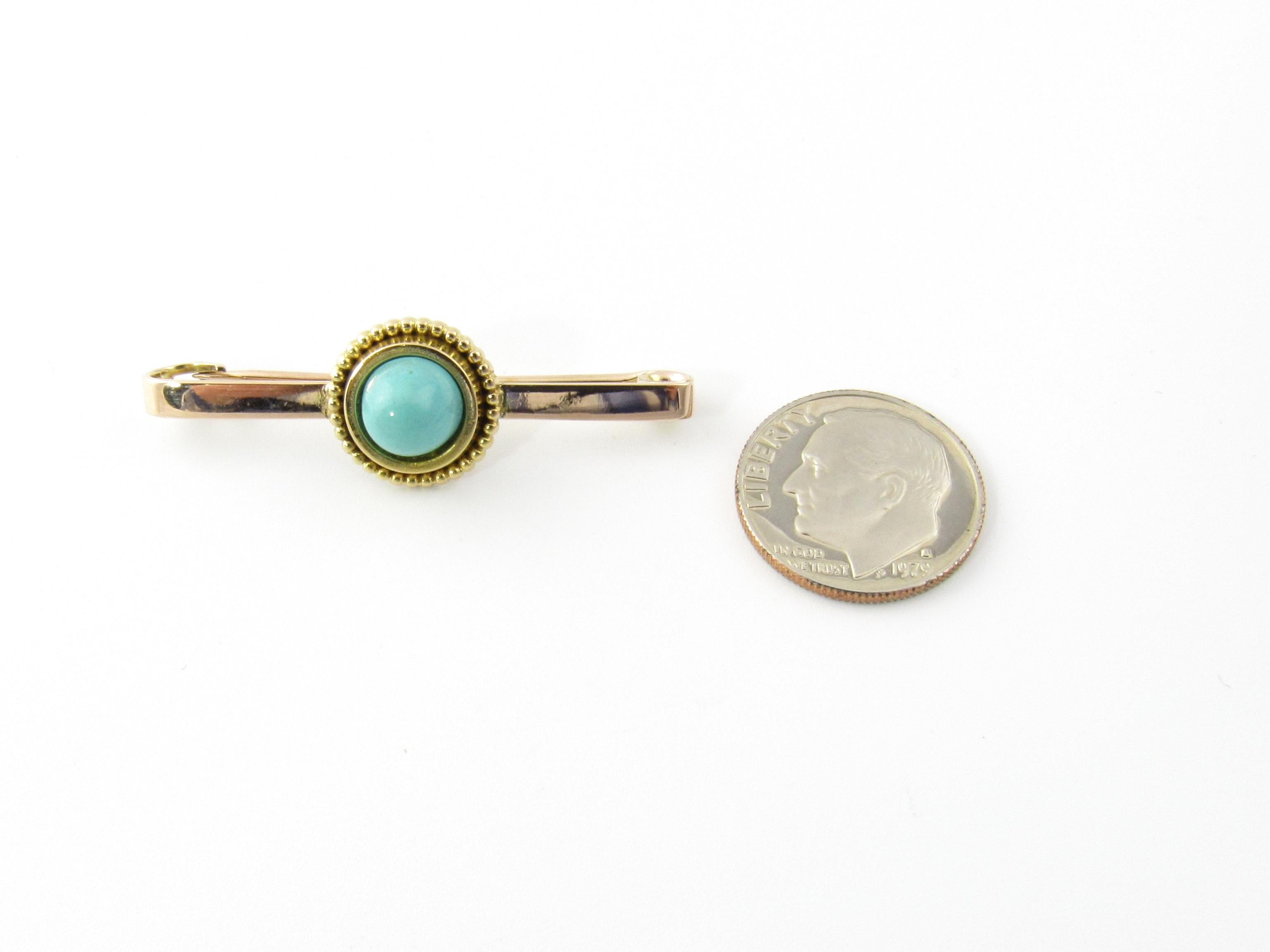 9 Karat Yellow Gold and Turquoise Pin or Pendant 2