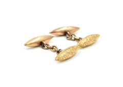 9 Karat Yellow Gold Antique Chain Link Cufflinks with Original Box