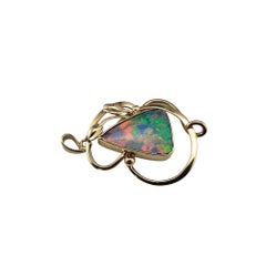 9 Karat Yellow Gold Black Opal Doublet Pendant #21204
