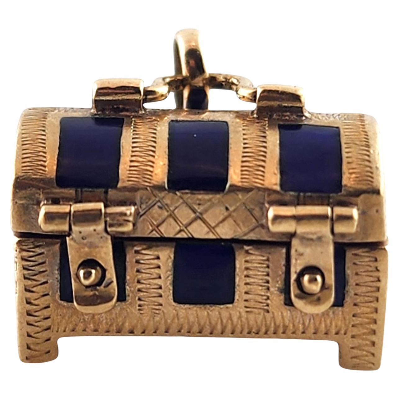 9 Karat Yellow Gold Blue Enamel Chest Charm #18774