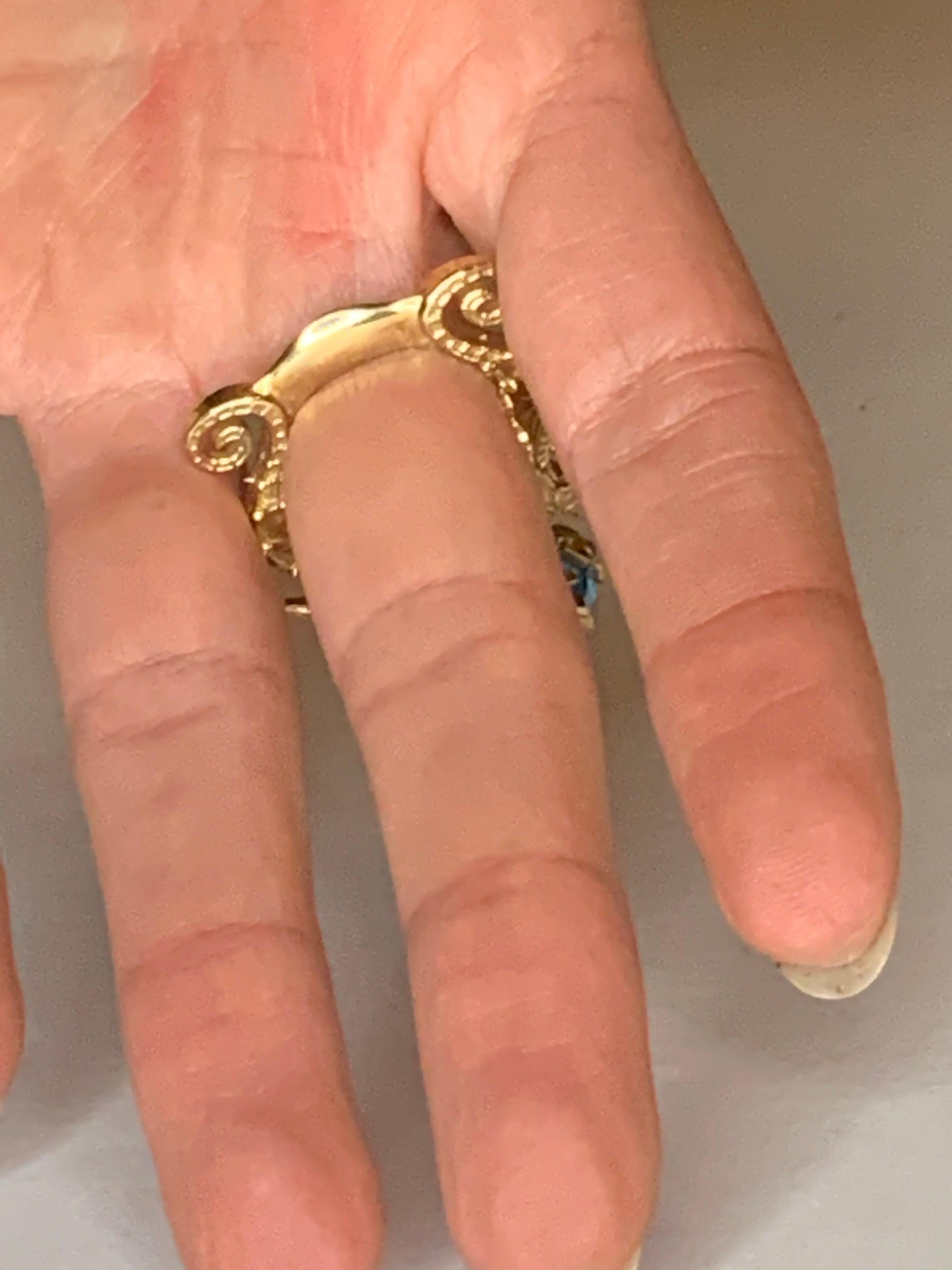 9 Karat Yellow Gold, Blue Topaz and Diamond Amphitrite's Crown Ring 3