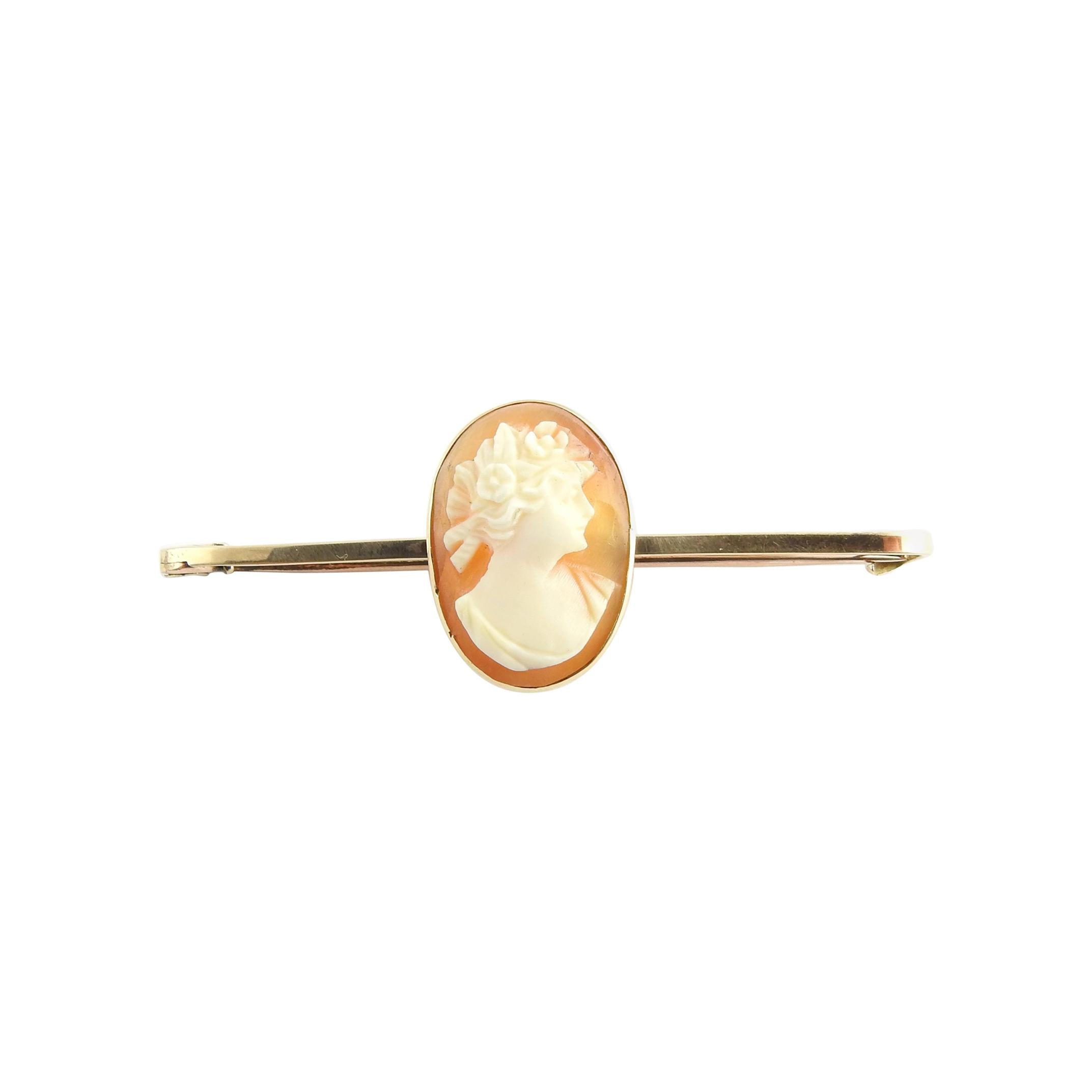 9 Karat Yellow Gold Cameo Brooch or Pin For Sale