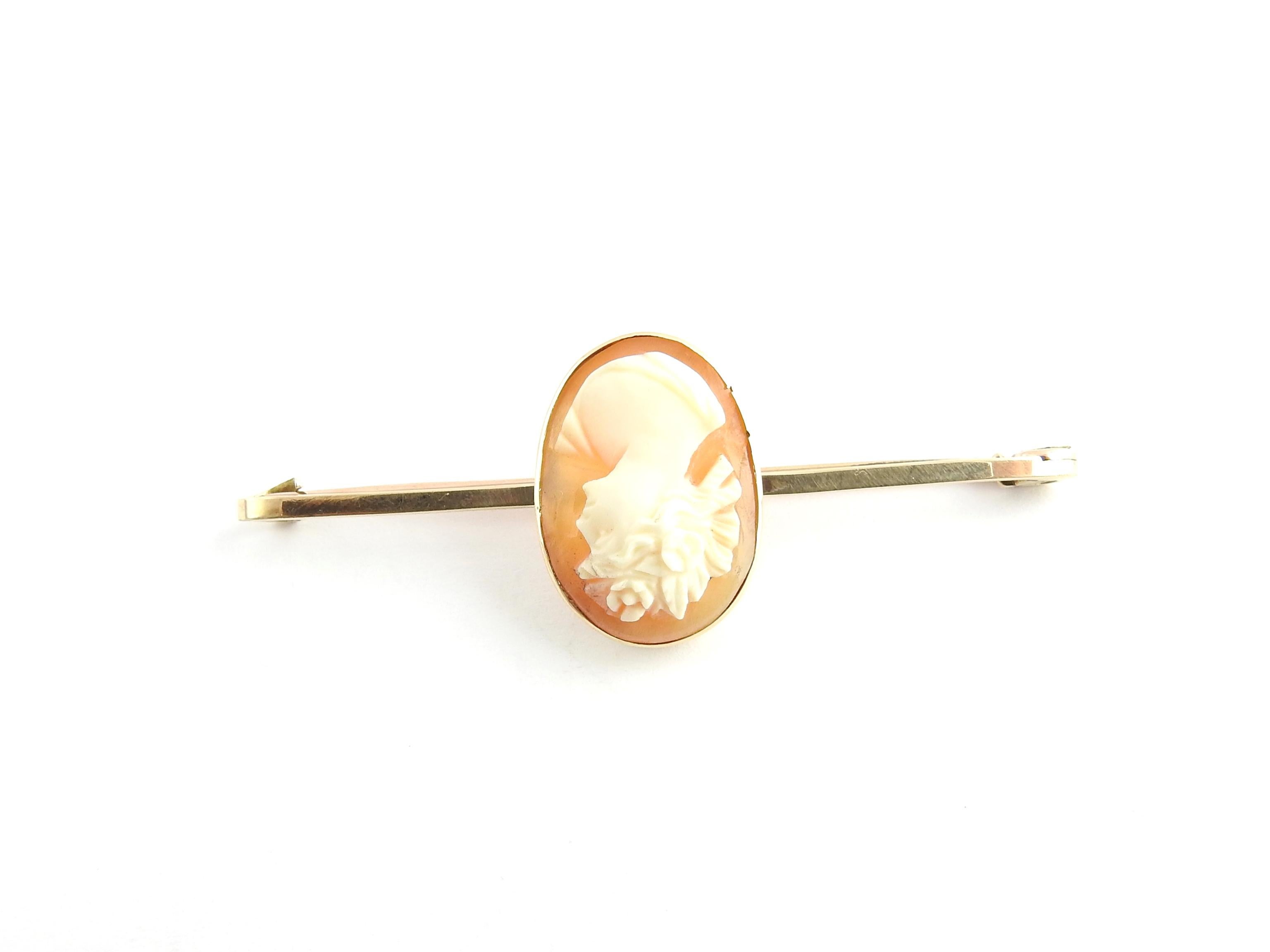 9 Karat Yellow Gold Cameo Brooch or Pin In Good Condition For Sale In Washington Depot, CT