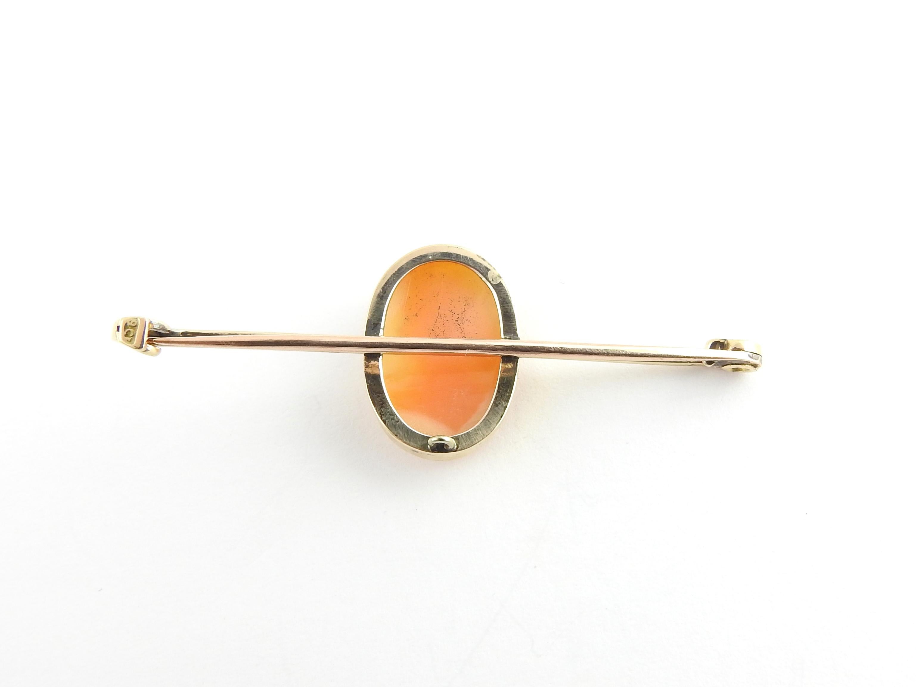 Women's 9 Karat Yellow Gold Cameo Brooch or Pin For Sale