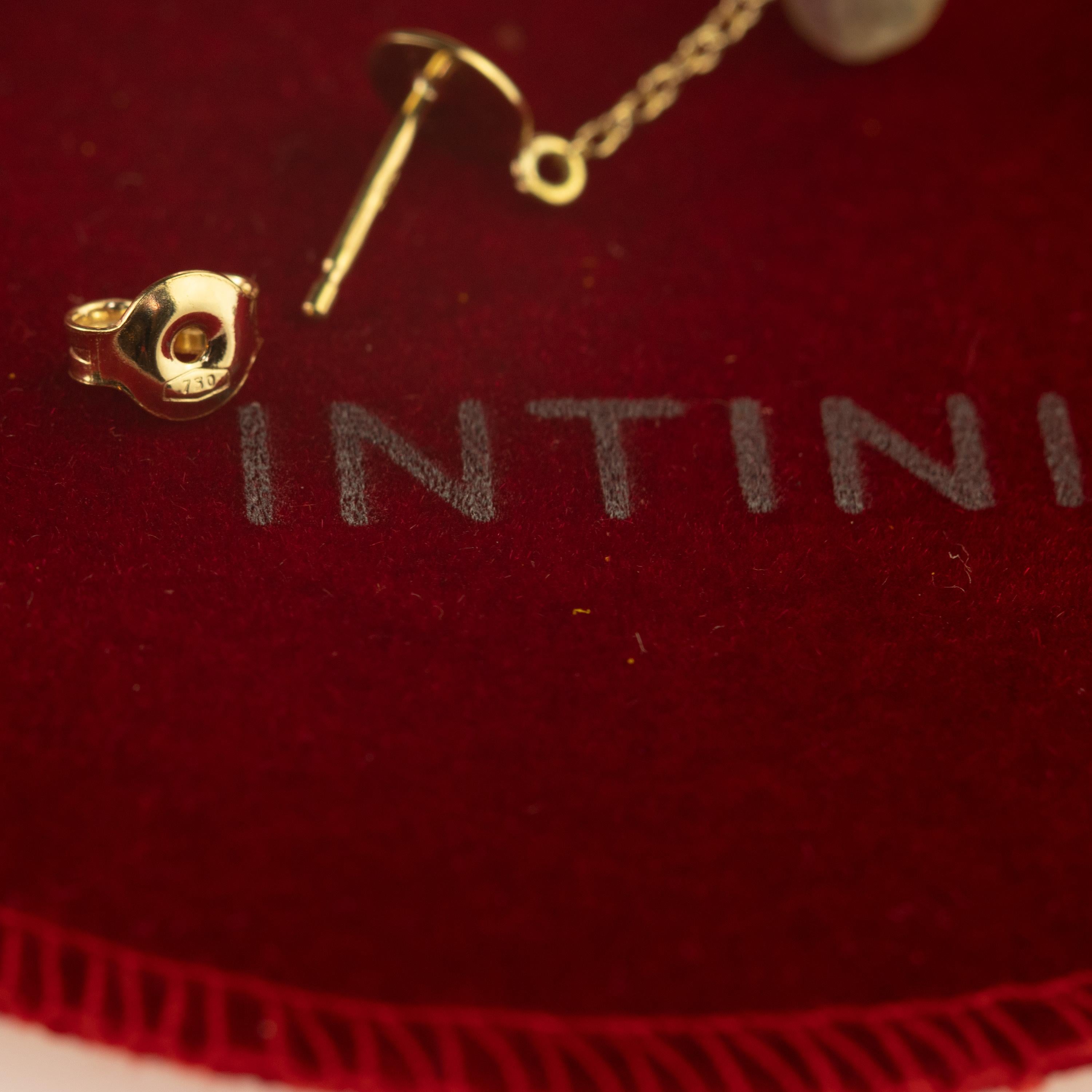 Pendants d'oreilles longs en or jaune 9 carats avec rondelles en forme d'œil de chat, fabriqués à la main Neuf - En vente à Milano, IT