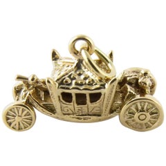 Vintage 9 Karat Yellow Gold Cinderella Coach Charm