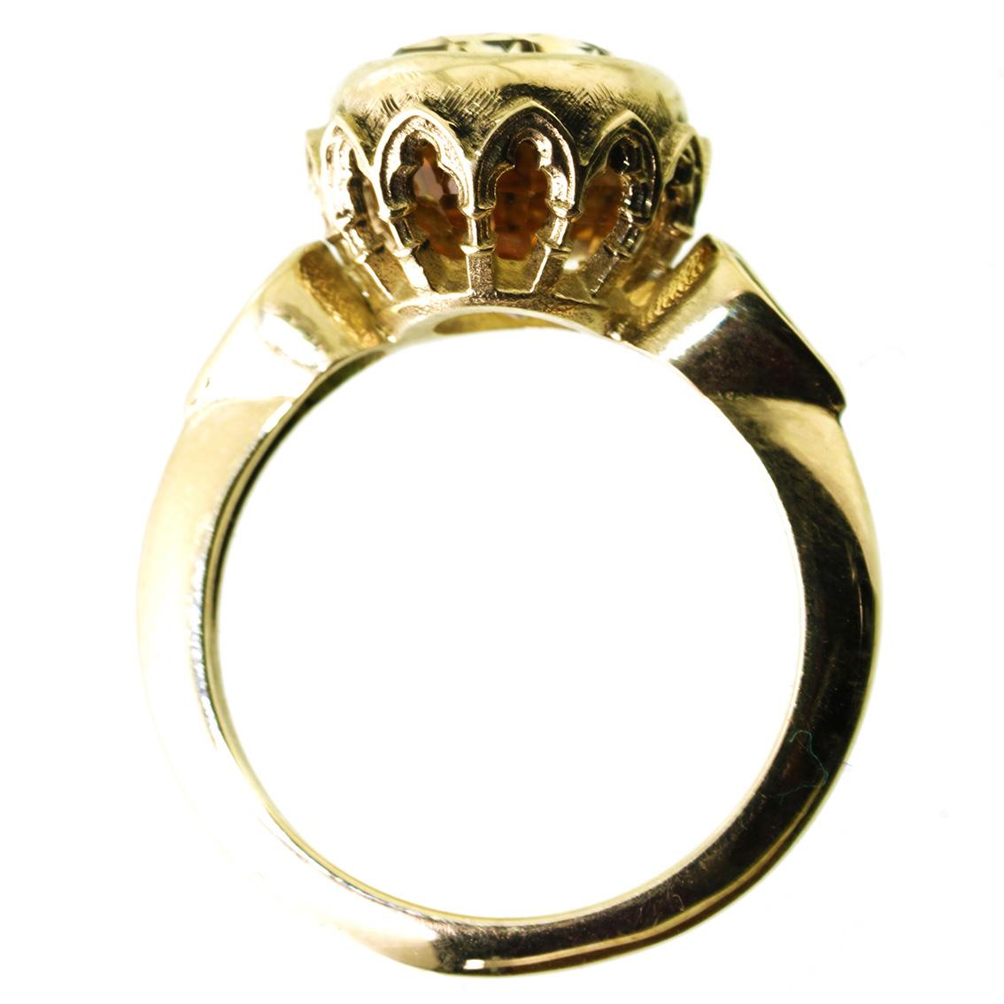 Garden of the Hesperides Ring in 9 Karat Yellow Gold, Citrine and Green Garnets 4