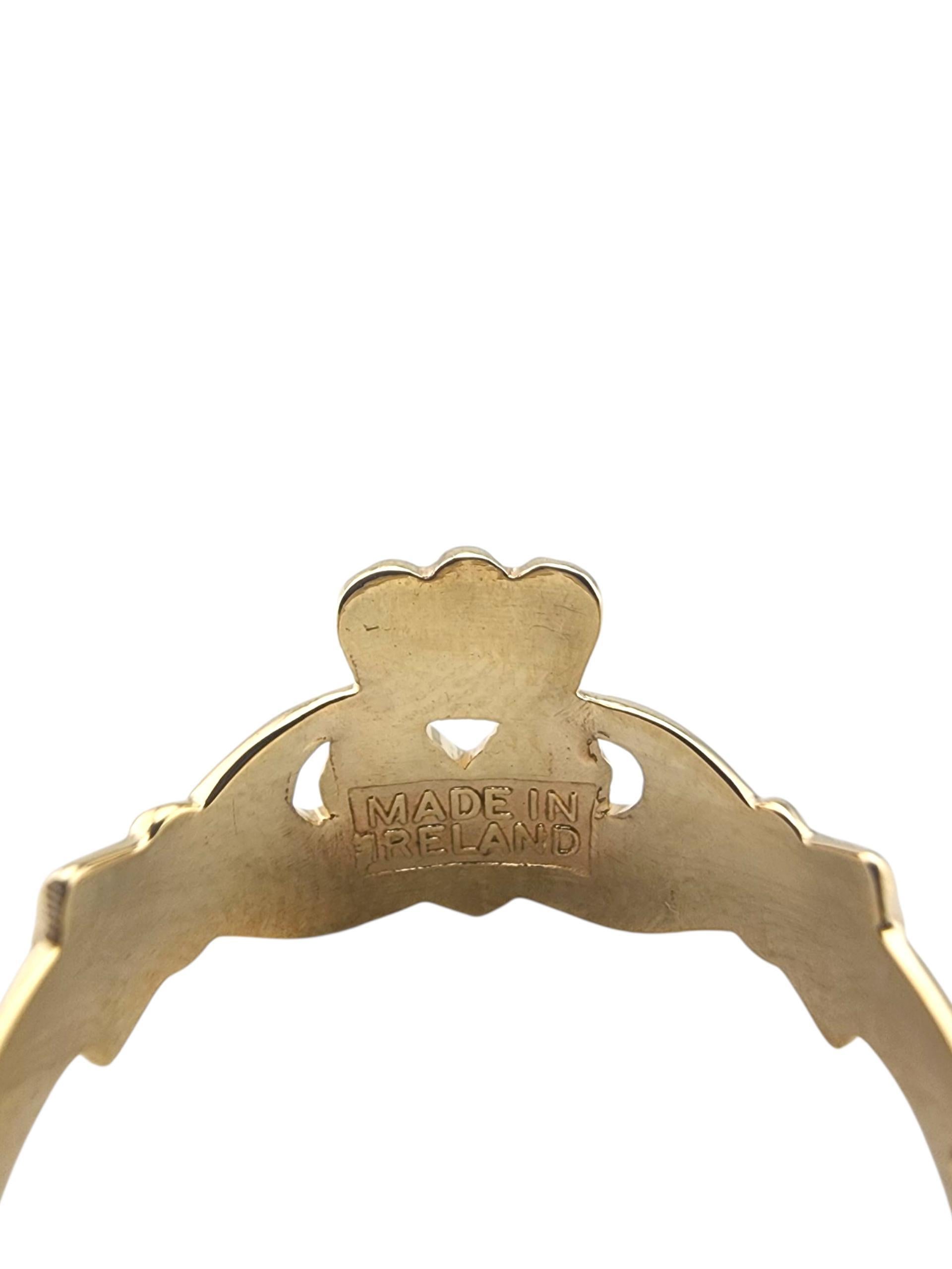 Bague Claddagh en or jaune 9 carats Taille 8.5 #23383 en vente 1