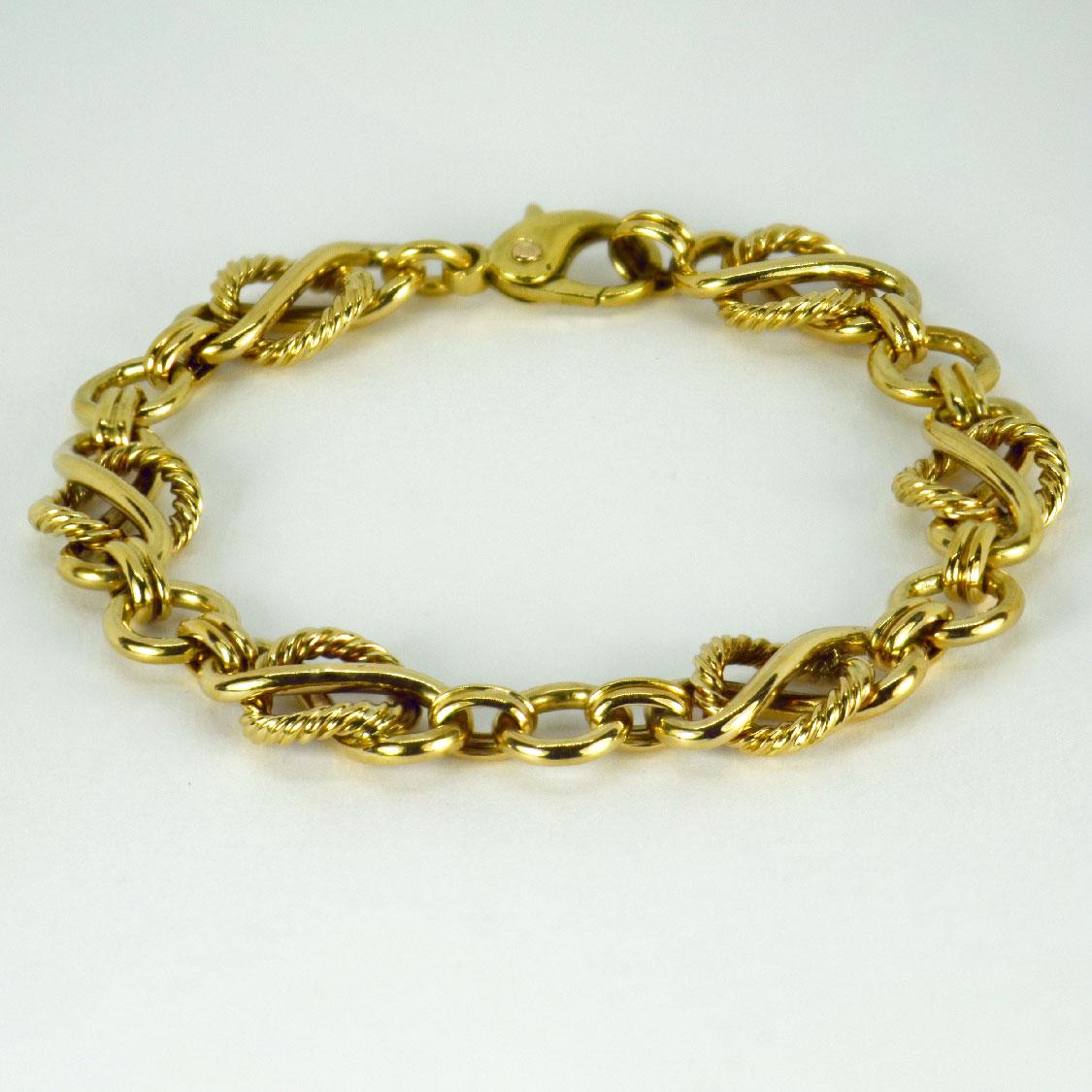 9 Karat Gelbgold Ausgefallenes Gliederarmband im Zustand „Gut“ im Angebot in London, GB