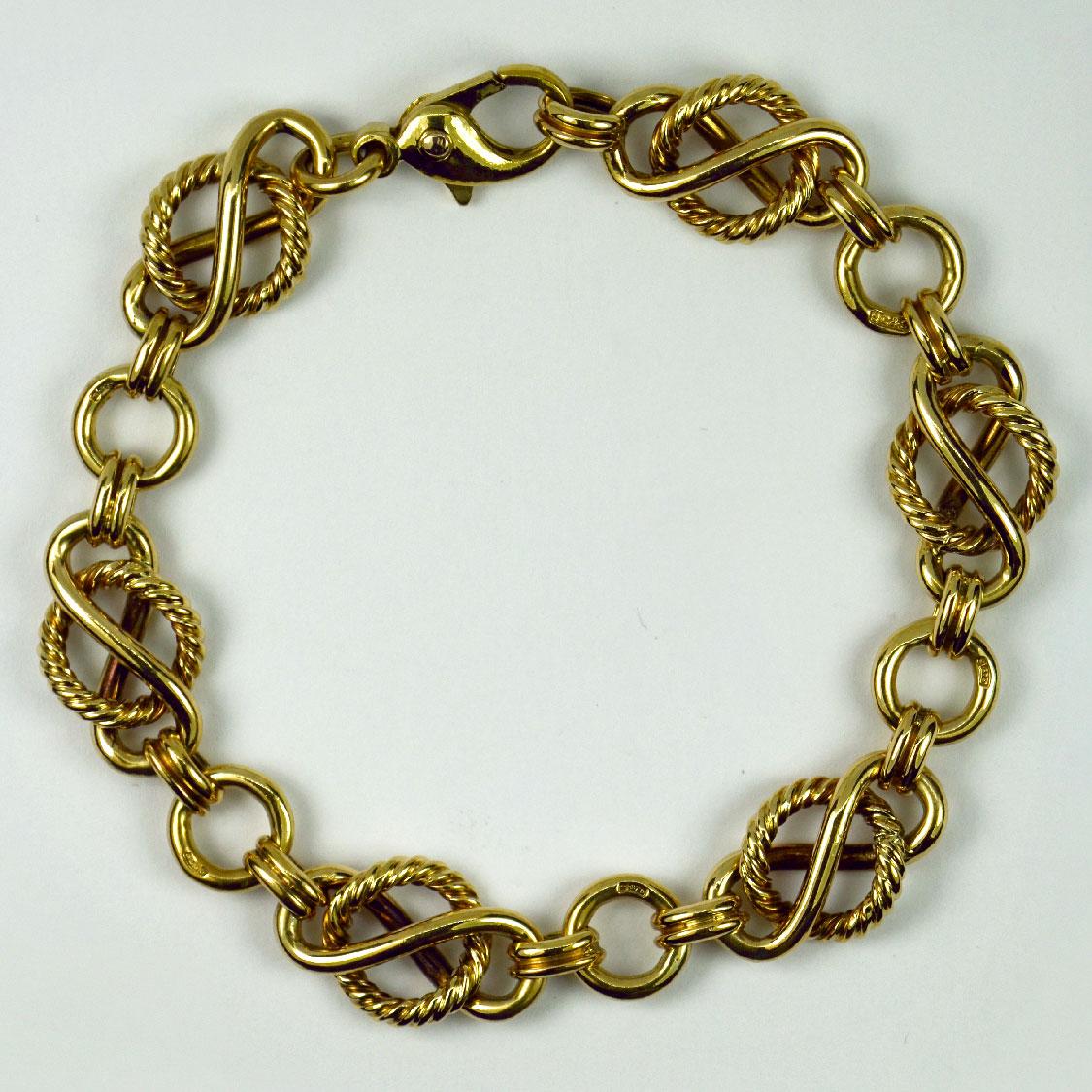 Bracelet à maillons fantaisie en or jaune 9 carats en vente 1
