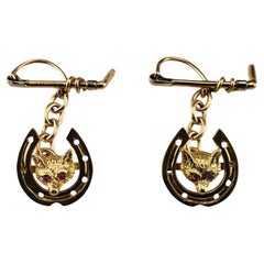 9 Karat Yellow Gold Fox Horseshoe Cufflinks #18402