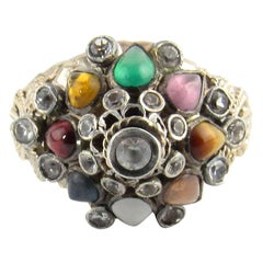 9 Karat Yellow Gold Gemstone Harem Ring