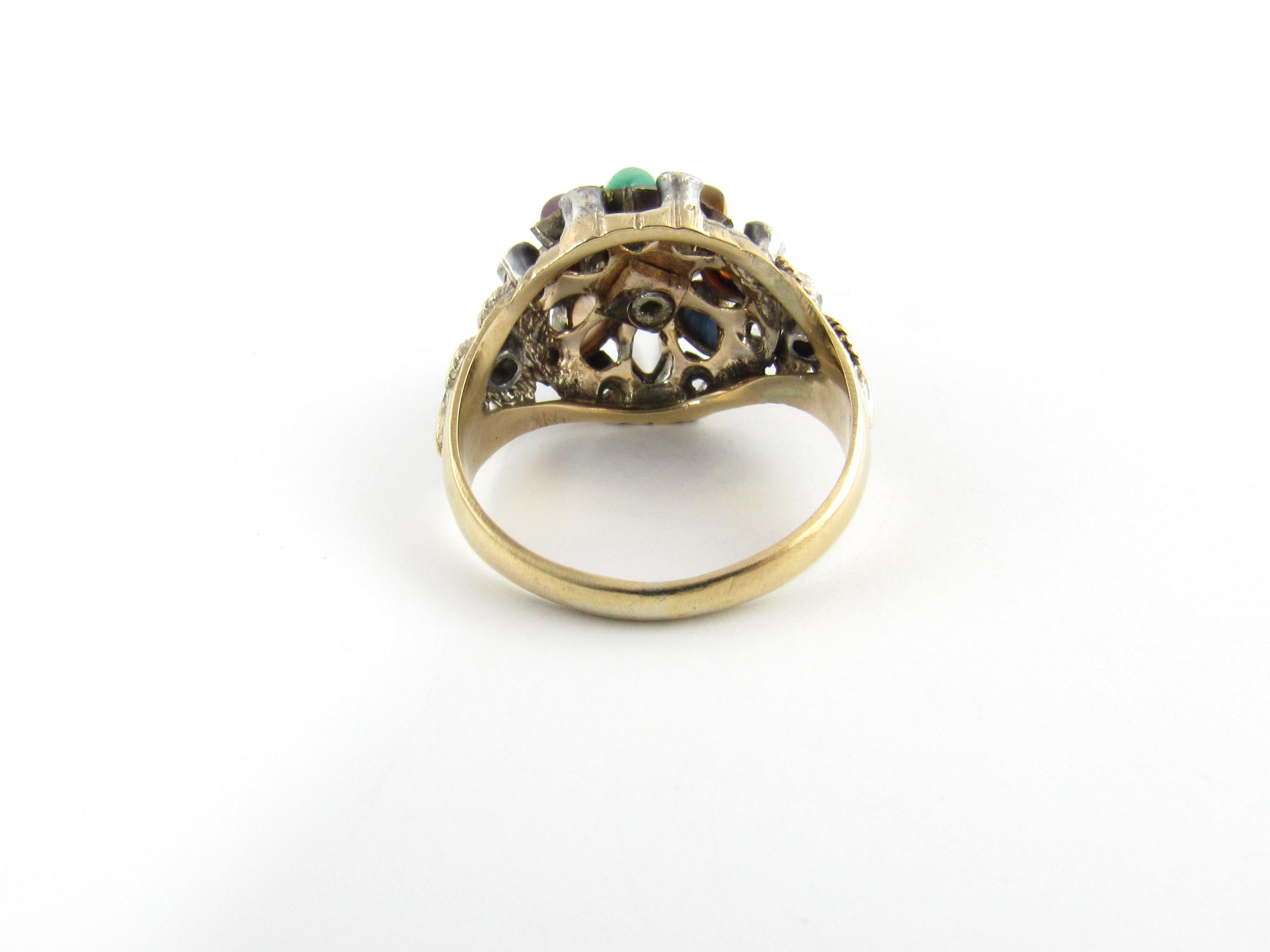 9 Karat Yellow Gold Gemstone Harem Ring In Good Condition In Washington Depot, CT