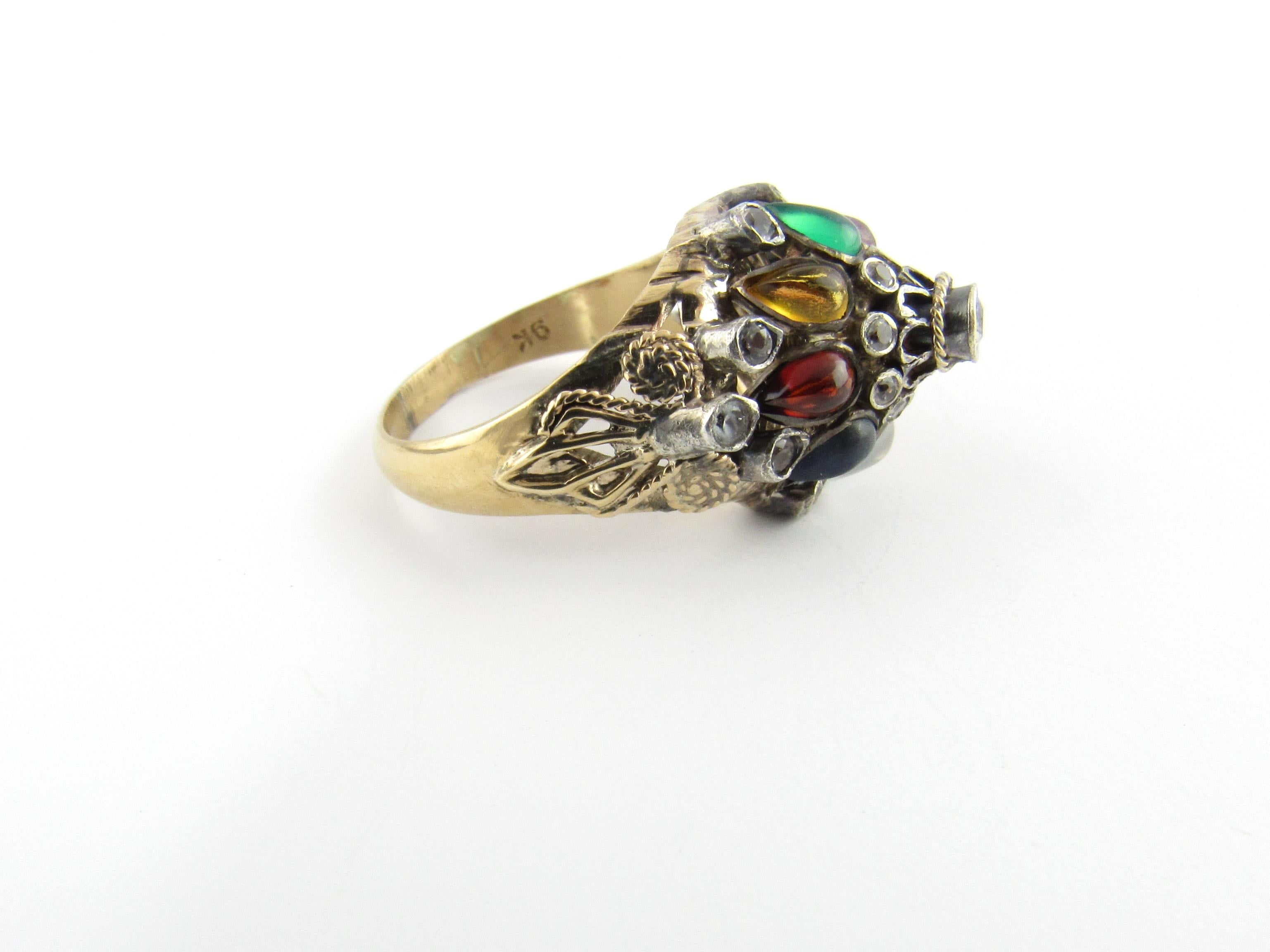 Women's 9 Karat Yellow Gold Gemstone Harem Ring