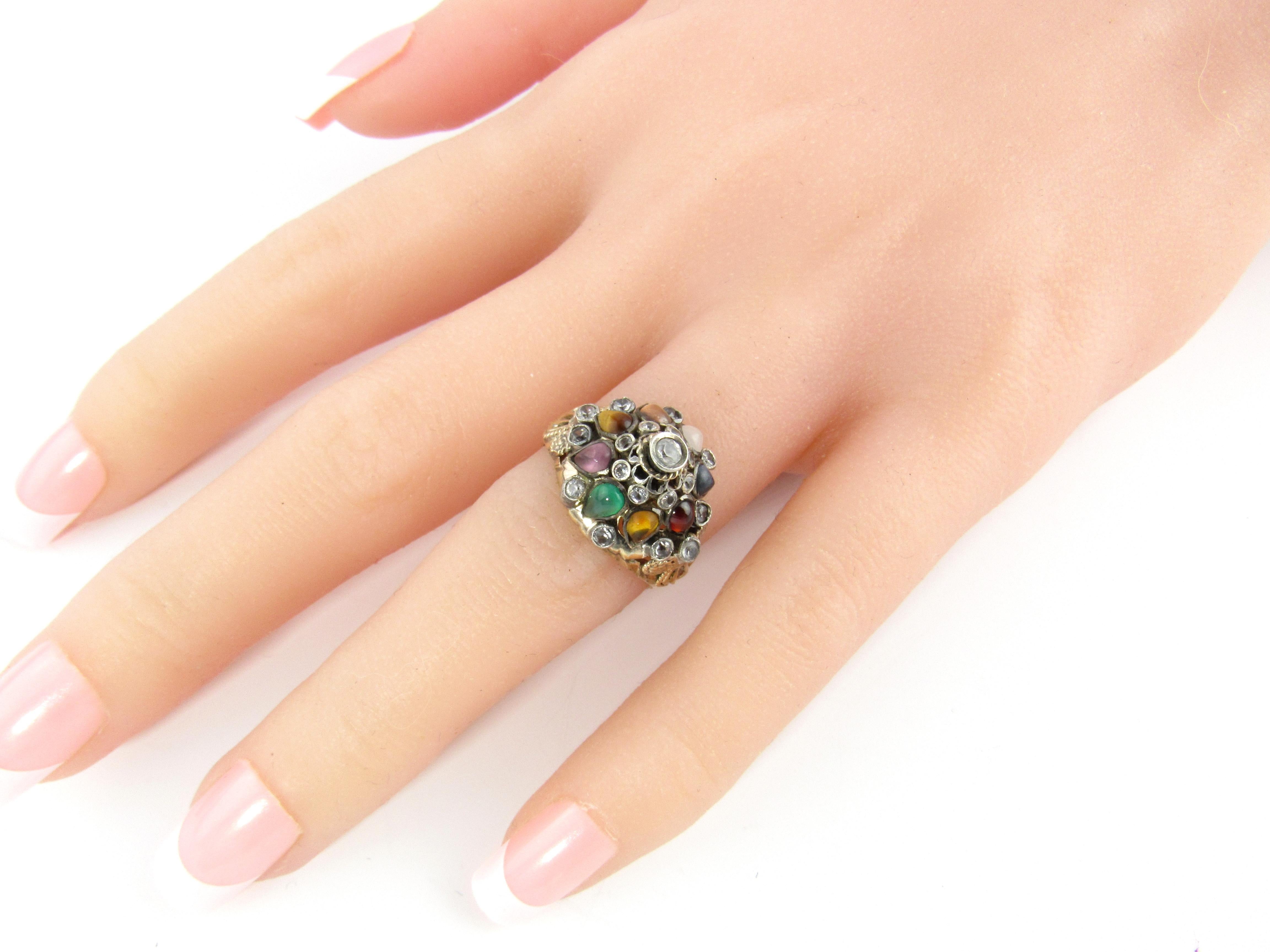 9 Karat Yellow Gold Gemstone Harem Ring 5