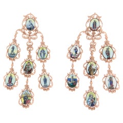 9 Karat Yellow Gold Sacred Drop Earrings