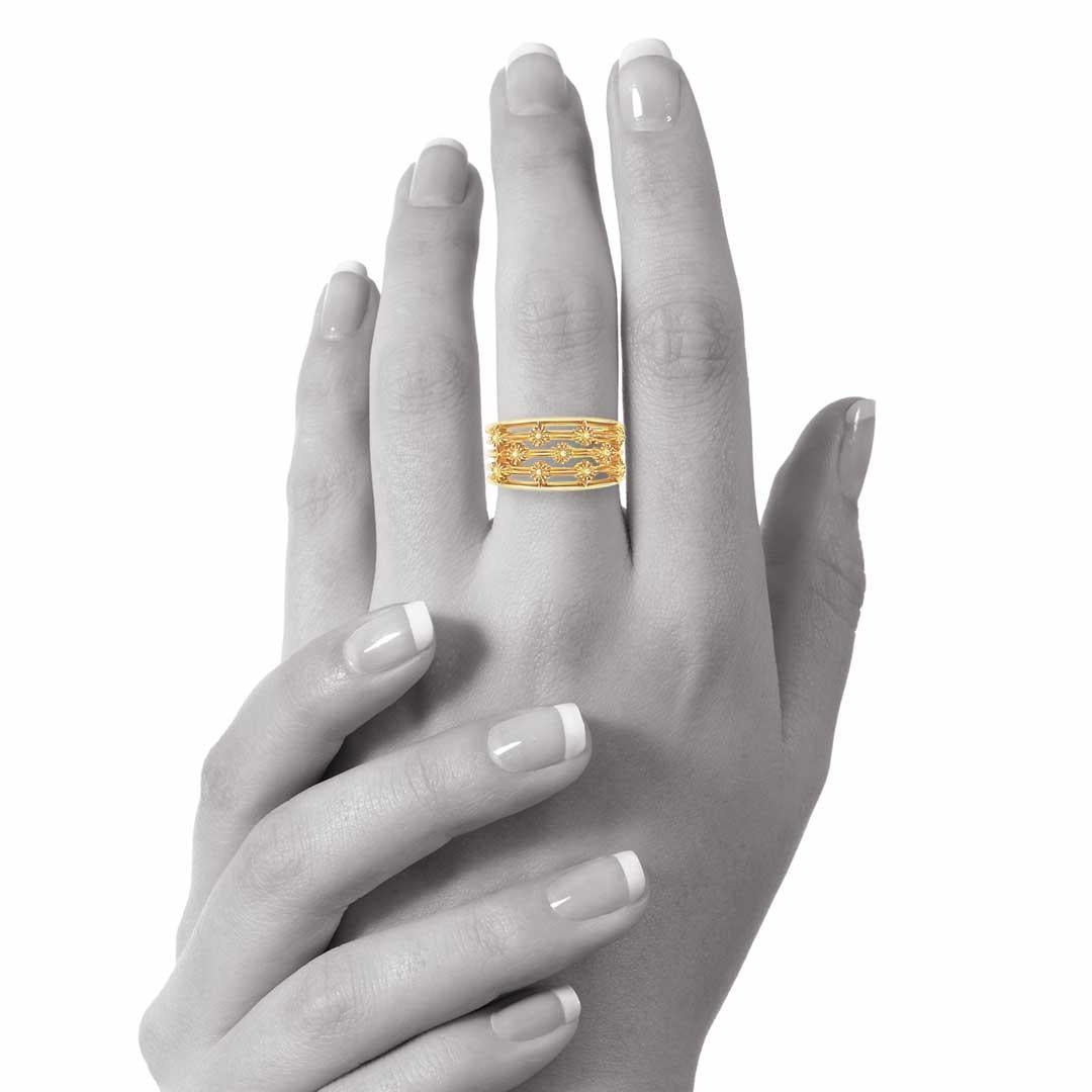 Contemporary 9 Karat Yellow Gold Soleil Wide Cocktail Ring Natalie Barney For Sale