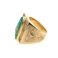 9 Karat Gelbgold Opal Diamant Herrenring