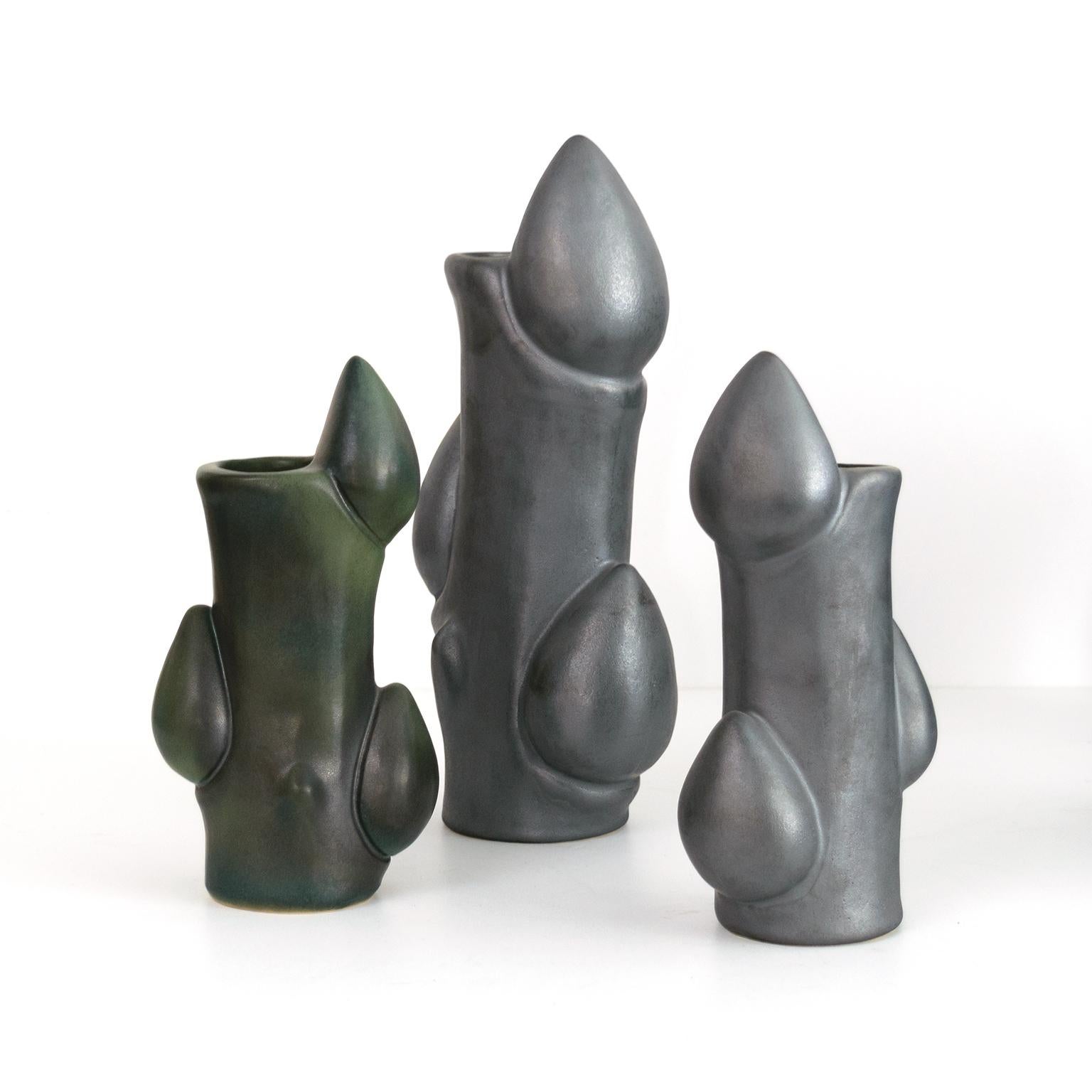 Scandinavian Modern 9 Knud Basse Designed “Apple Branch” Vases Produced by Michael Andersen & Sons For Sale