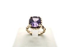 9 KT Rose Gold and Pink Quartz Antique Style Torsade Ring