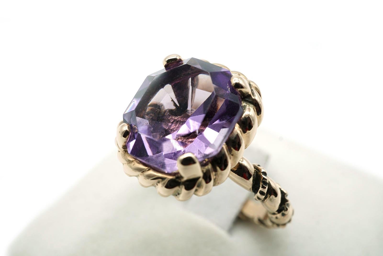 9 KT Rose Gold und rosa Quarz Antik Stil Torsade Ring  im Zustand „Neu“ im Angebot in Cattolica, IT