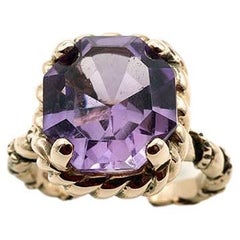9 KT Rose Gold and Pink Quartz Antique Style Torsade Ring 
