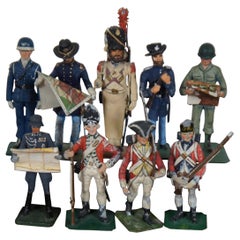 9 Lead & Pewter Military Figurines Toy Soldier Officer Stadden Greenwood Ball 3"