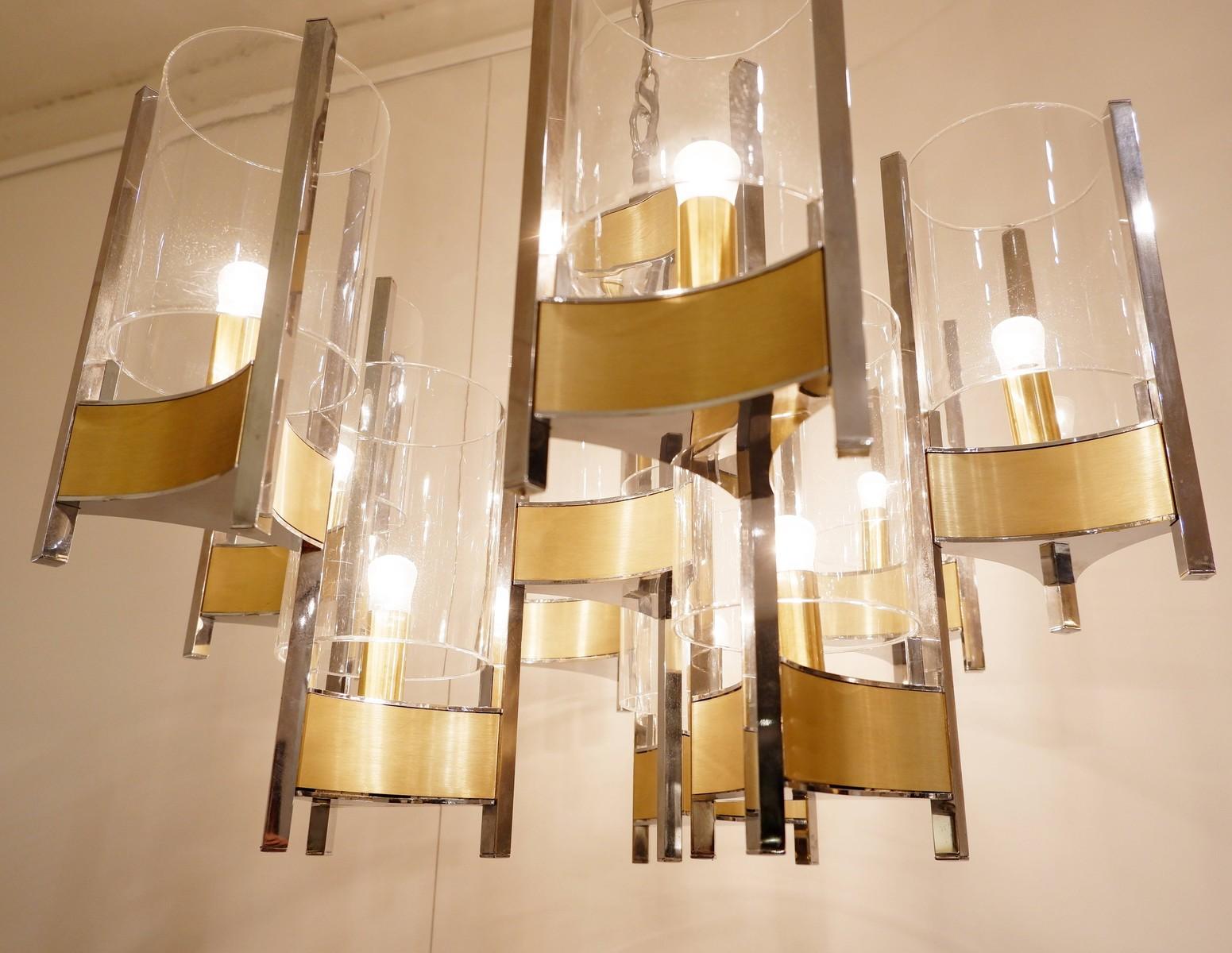 chrome and glass sciolari chandelier