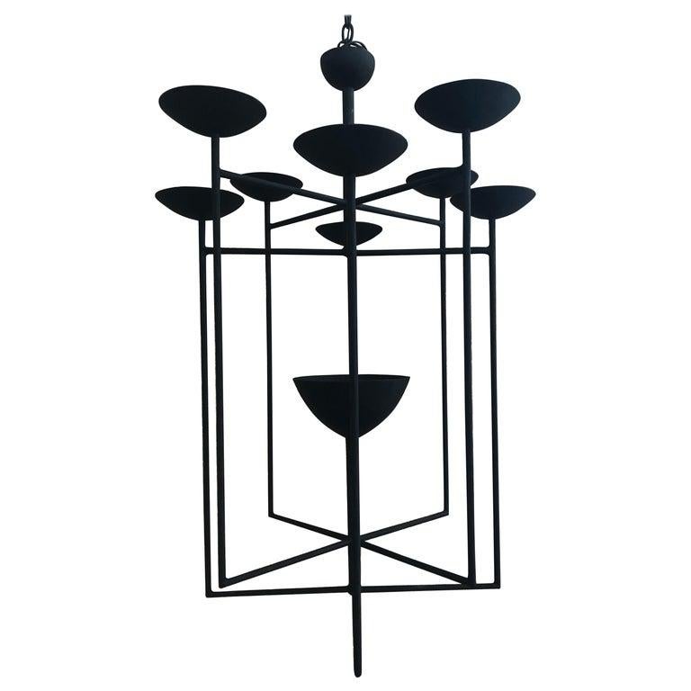 Modern 9 Light Double Black Lantern For Sale