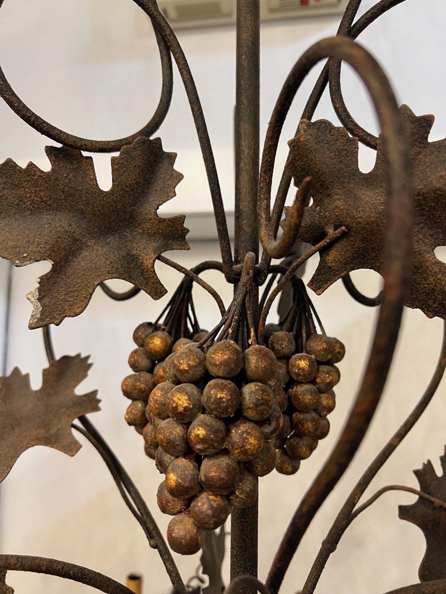 9 Light Metal Chandelier with Grapes, Leaves and Vines   For Sale 8