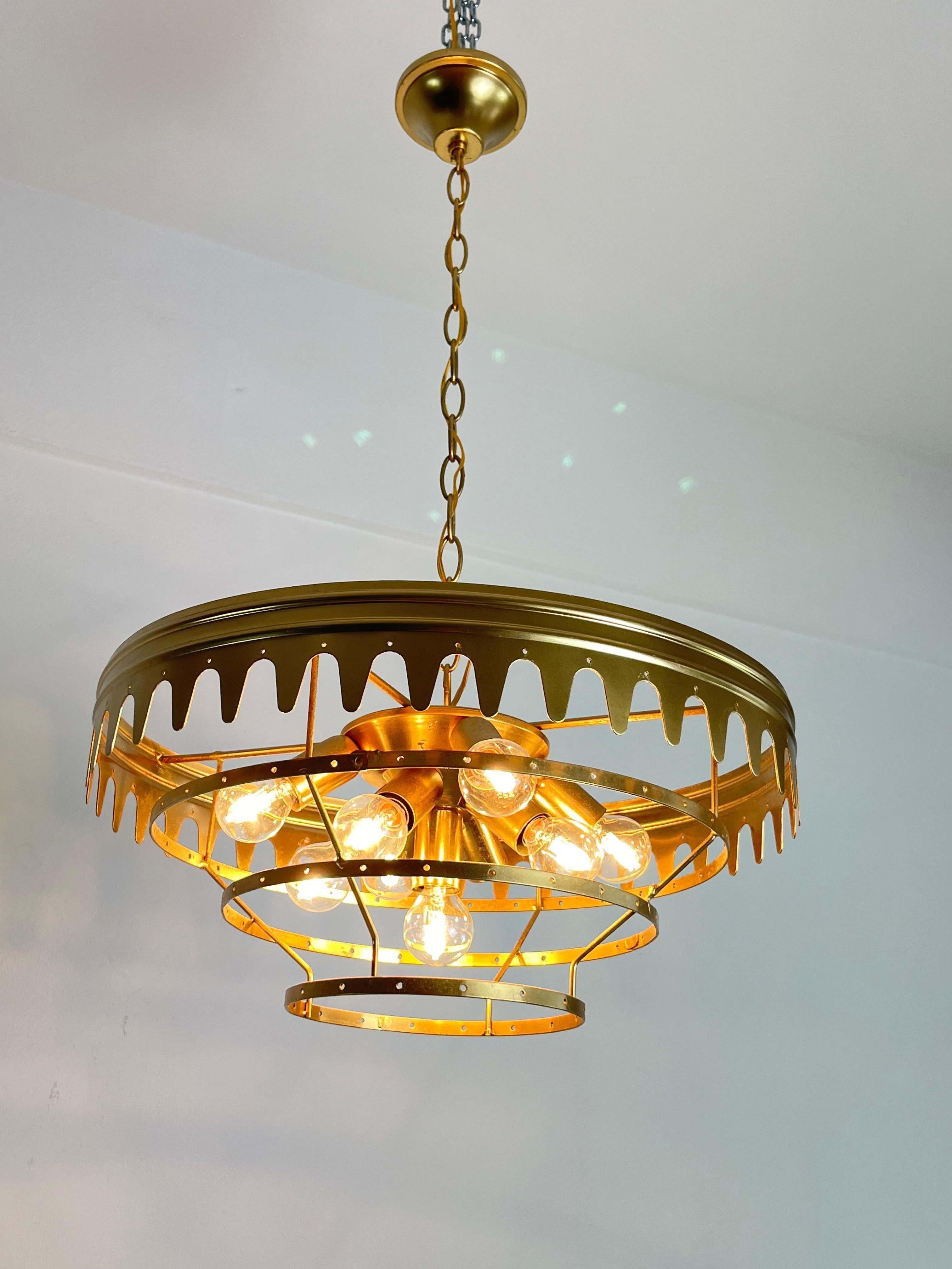 9-Light Mid-Century Murano Glass Chandelier 1960s For Sale 6