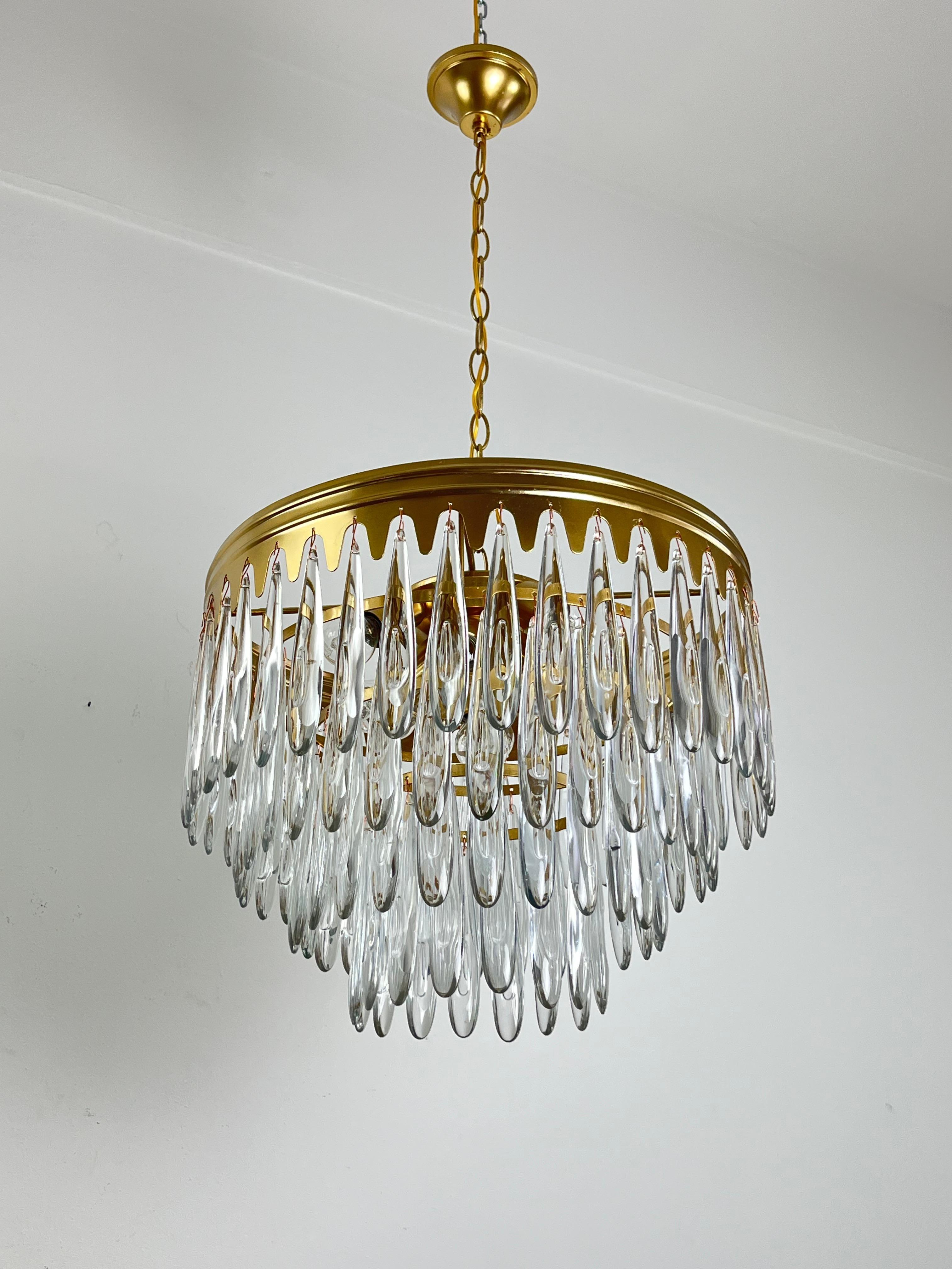 9-Light Mid-Century Murano Glass Chandelier 1960s In Good Condition For Sale In Palermo, IT