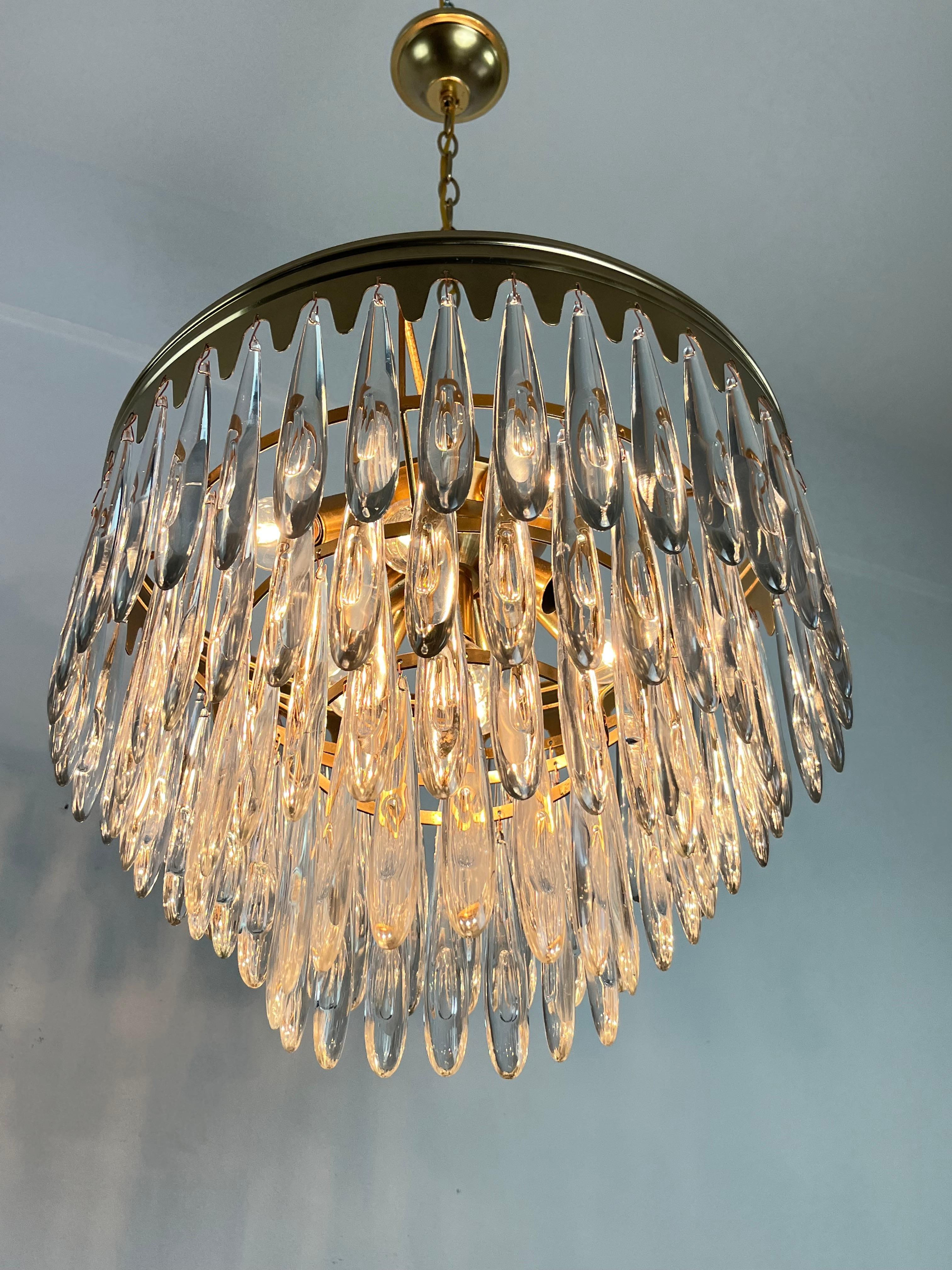 Mid-20th Century 9-Light Mid-Century Murano Glass Chandelier 1960s For Sale