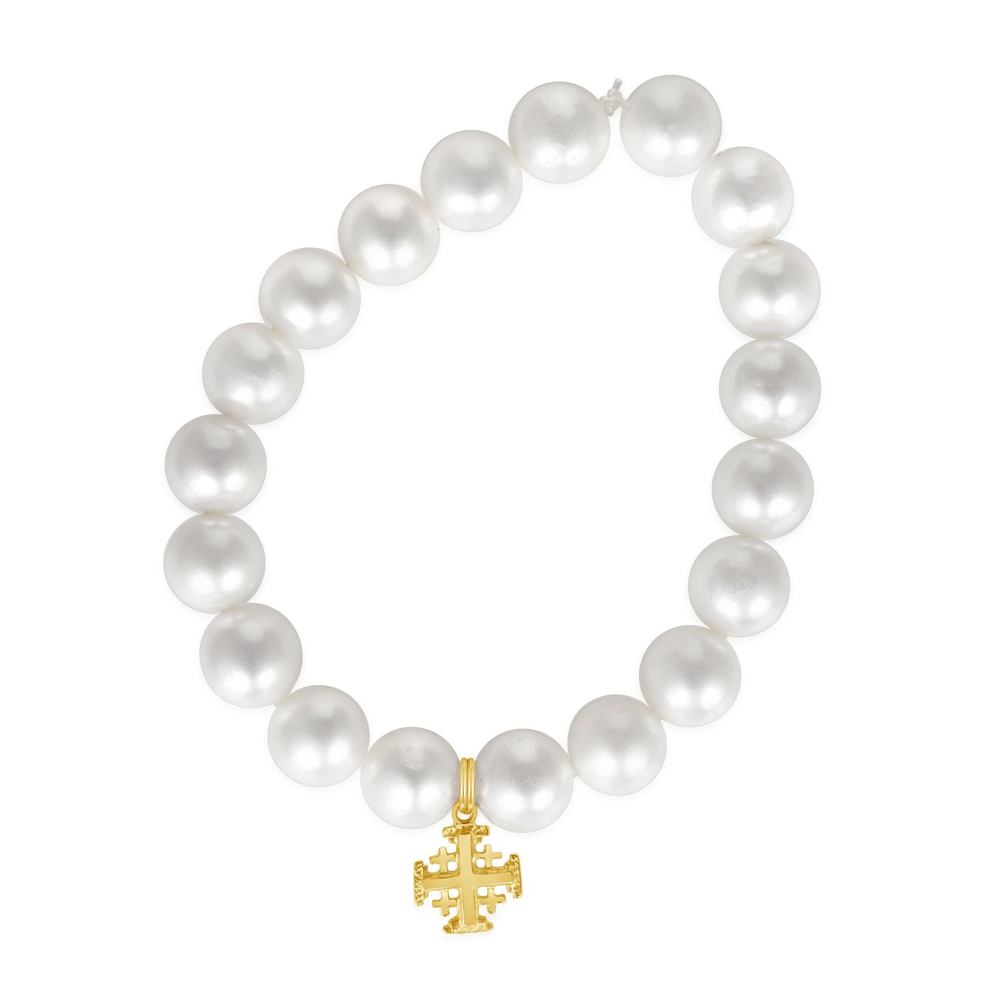 Moderne Bracelet de perles d'eau douce de culture de 9 millimètres en or jaune 14 carats, en stock en vente