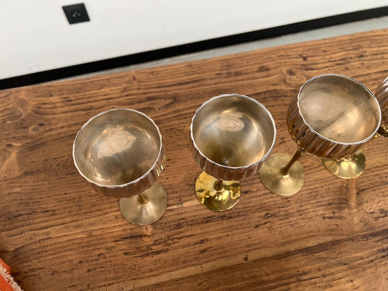 9 old French glasses in silver metal and brass For Sale 9