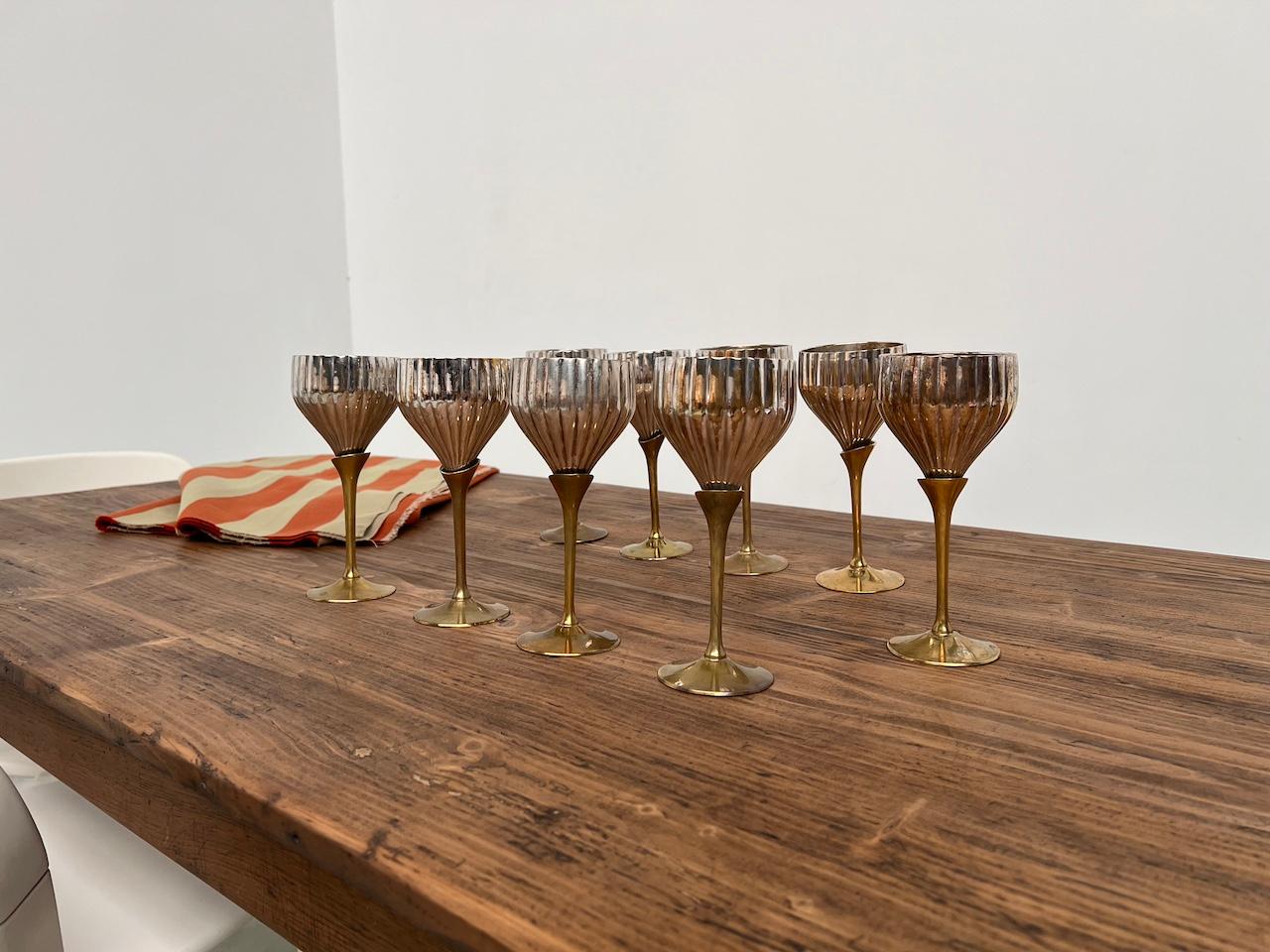 9 old French glasses in silver metal and brass For Sale 10