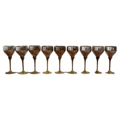 Retro 9 old French glasses in silver metal and brass
